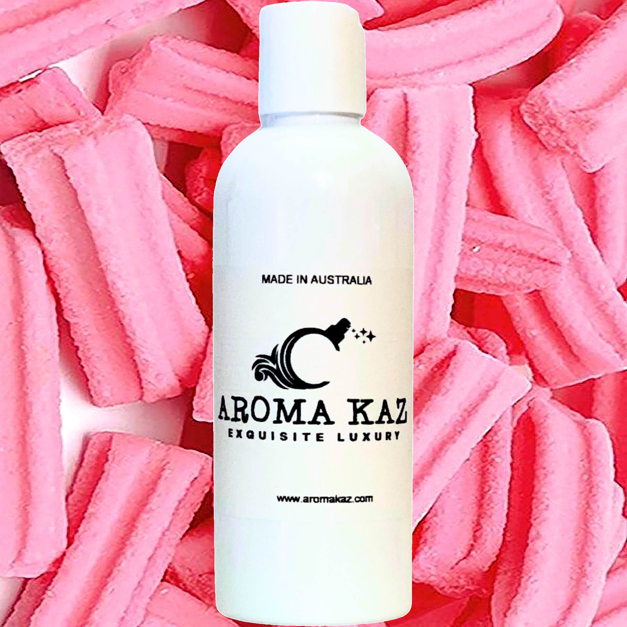 Pink Musk Sticks Body Massage Oil – vegan, cruelty-free, plant-based hydrating oil with sweet musk candy aroma, handmade in Australia.