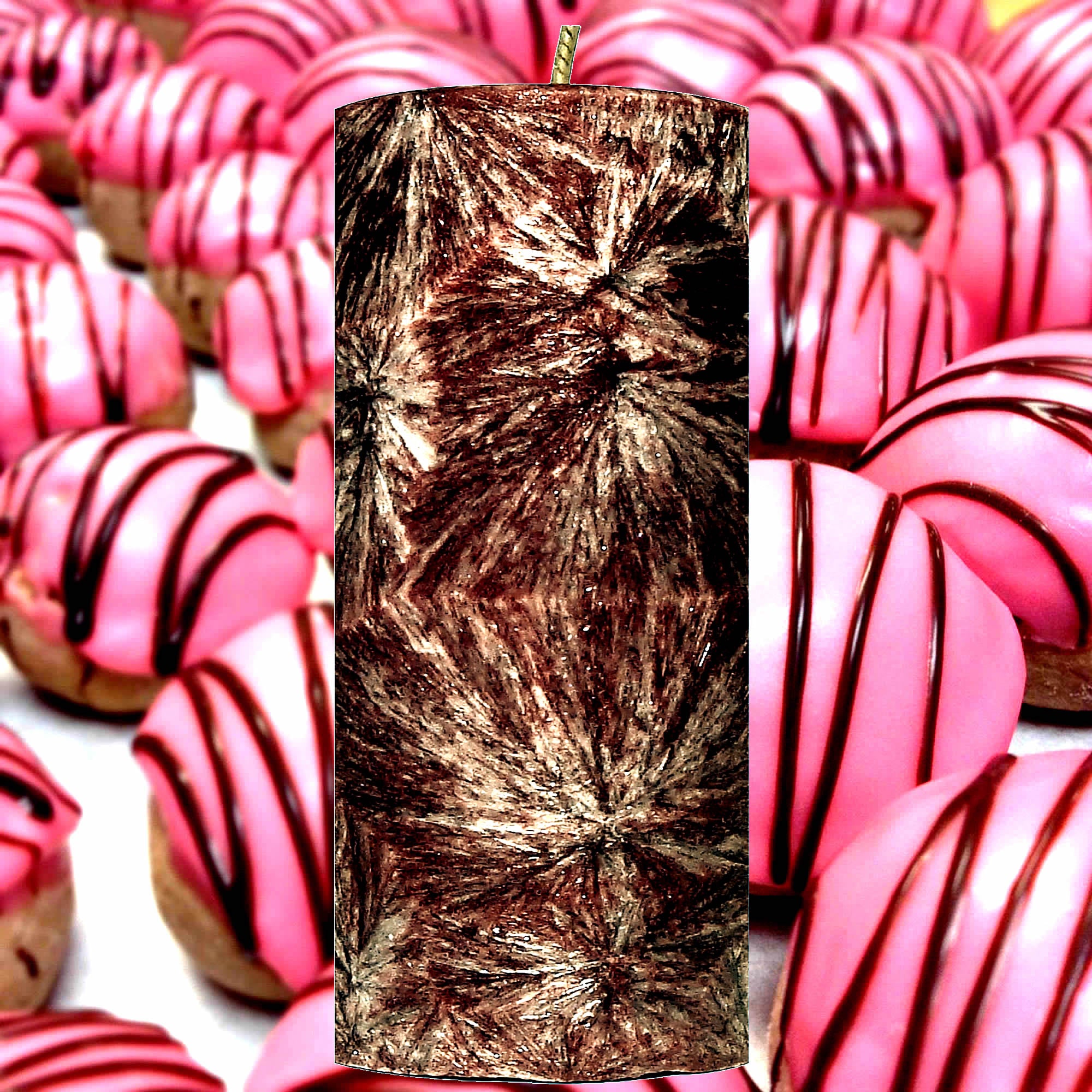 Pink Sugar & Chocolate Pillar Candle – Plant-Based, Eco-Friendly, Vegan, Cruelty Free