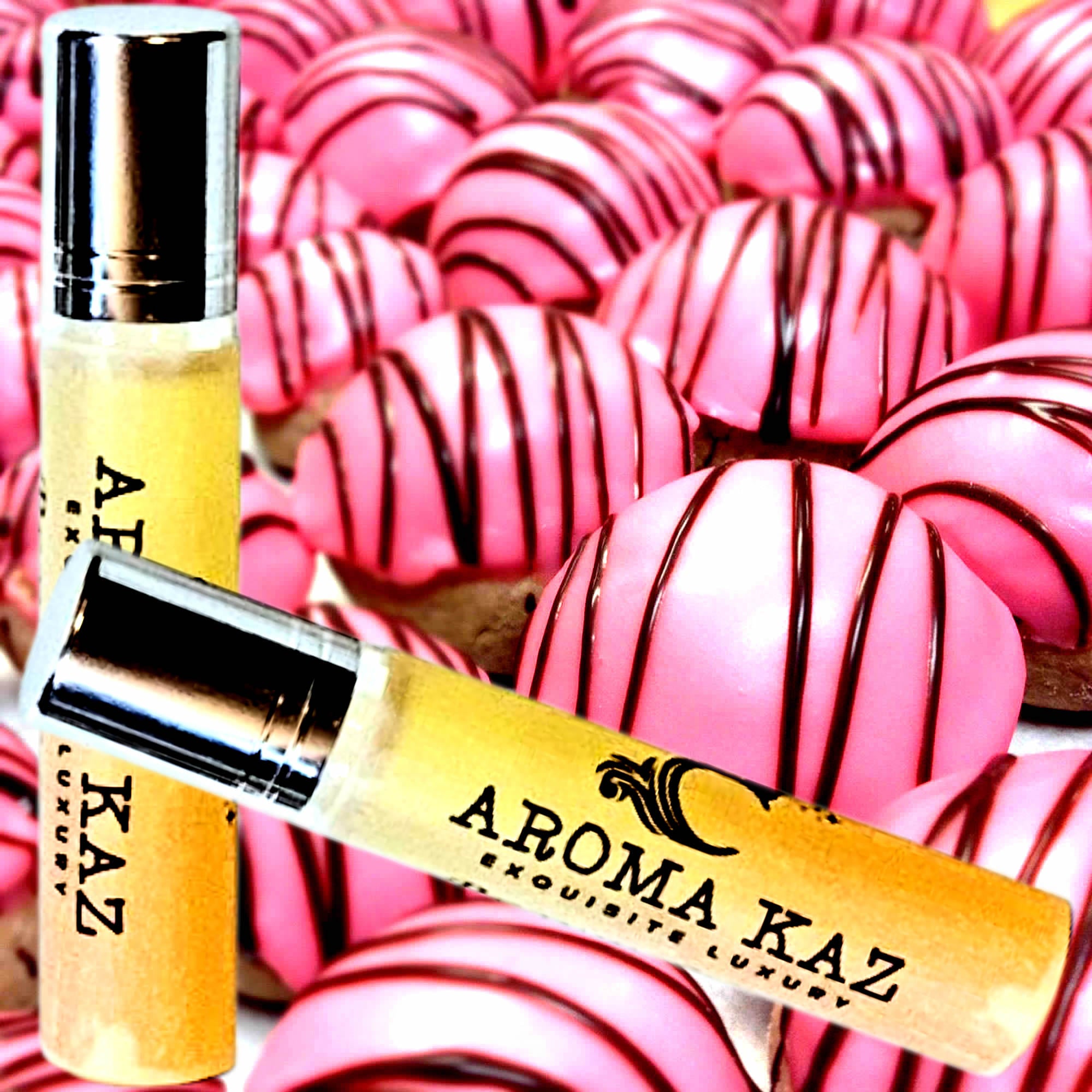 Pink Sugar & Chocolate Fragrance Roll On – vegan, cruelty-free perfume roll on featuring sweet pink sugar and rich chocolate notes, handmade in Australia.