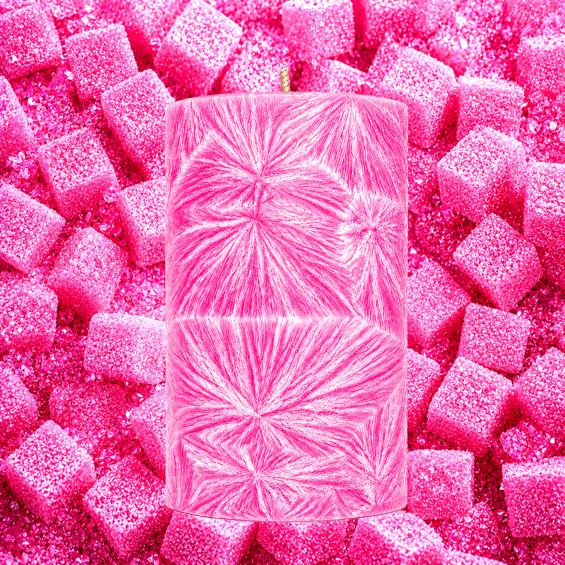 Pink Sugar Cubes Pillar Candle