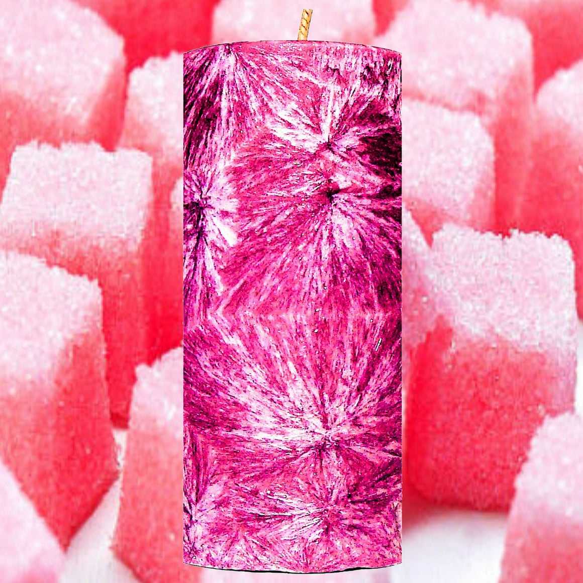 Pink Sugar Cubes Pillar Candle – Plant-Based, Eco-Friendly, Vegan, Cruelty Free