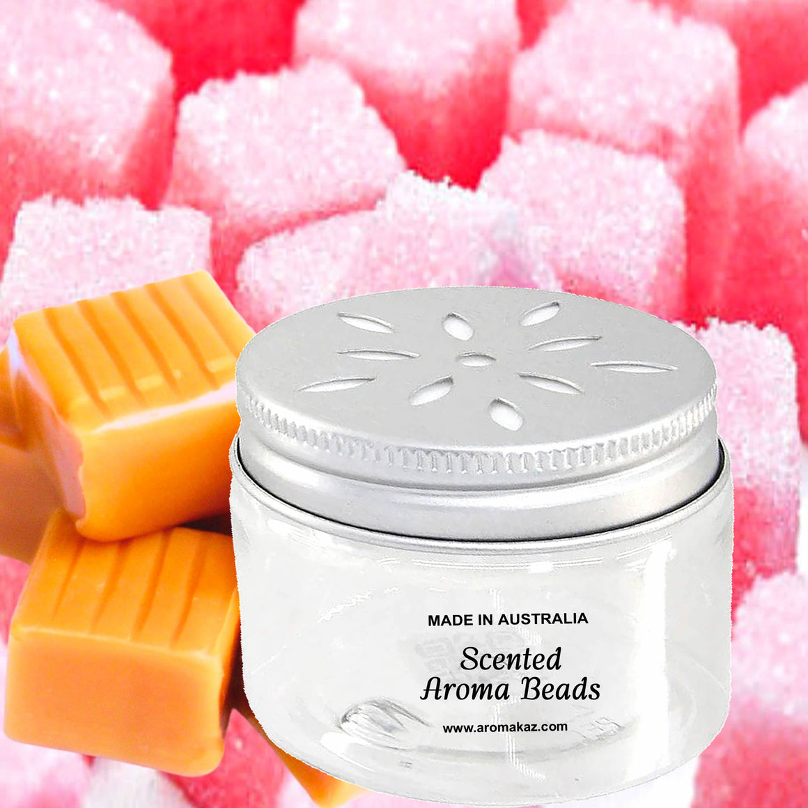 Pink Sugar Vanilla Caramel Air Freshener Aroma Beads - Room, Car, Pantry, Pet Areas, Linen