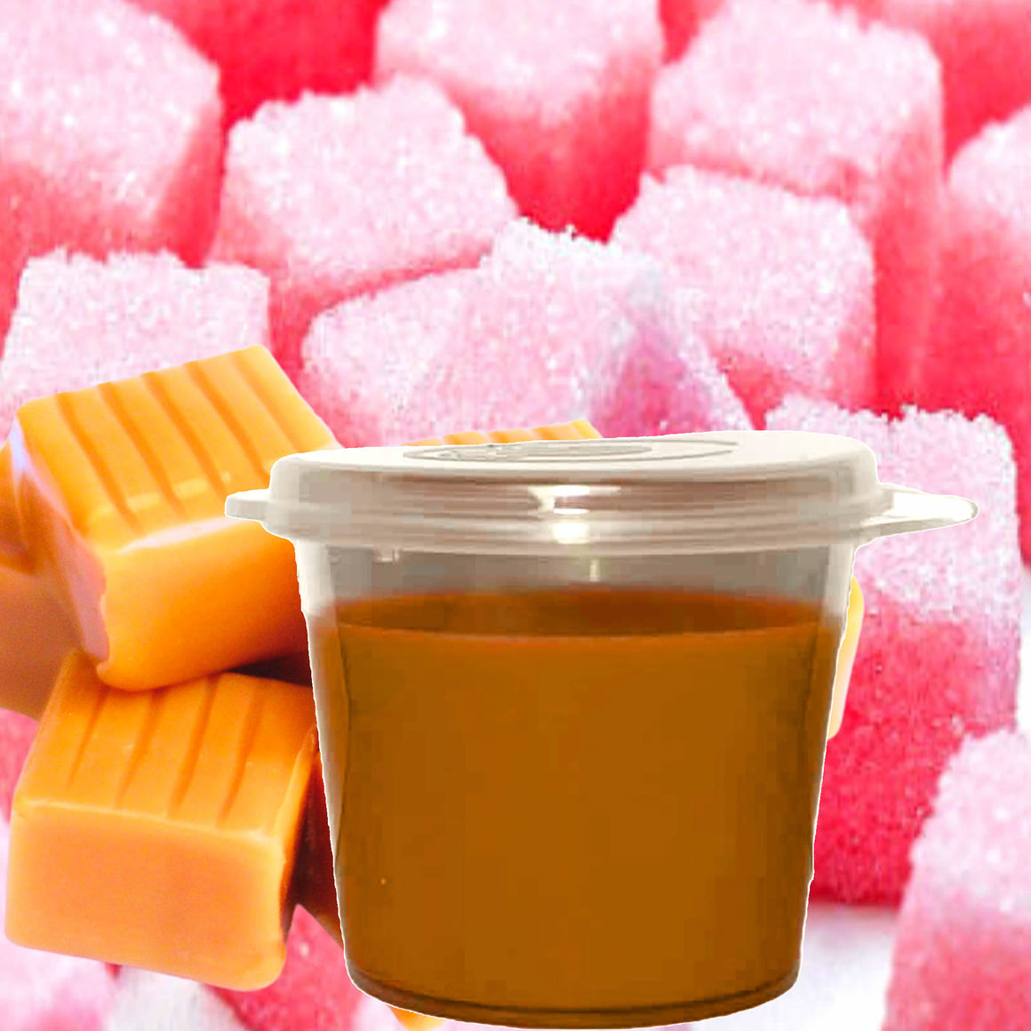 Pink Sugar Vanilla Caramel eco soy wax melts – vegan, cruelty-free featuring sweet pink sugar, creamy vanilla, and rich caramel, handmade in Australia.