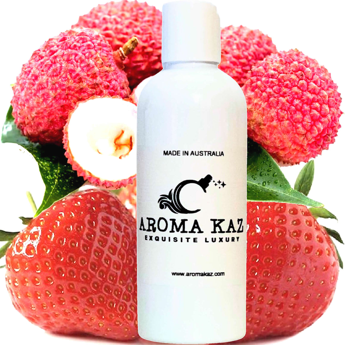 Pink Lychee Bath Body Massage Oil – vegan, cruelty-free, enriched with Vitamin E. Handmade in Australia, long-lasting fragrance, suitable for all skin types and perfect as a gift for him or her.