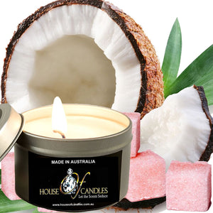 Pink Sugar & Coconut Scented Eco Soy Tin Candles