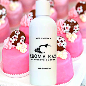 Pink Sugar & Chocolate Bath Body Massage Oil – vegan, cruelty-free, enriched with Vitamin E. Handmade in Australia, long-lasting fragrance, suitable for all skin types and perfect as a gift for him or her.