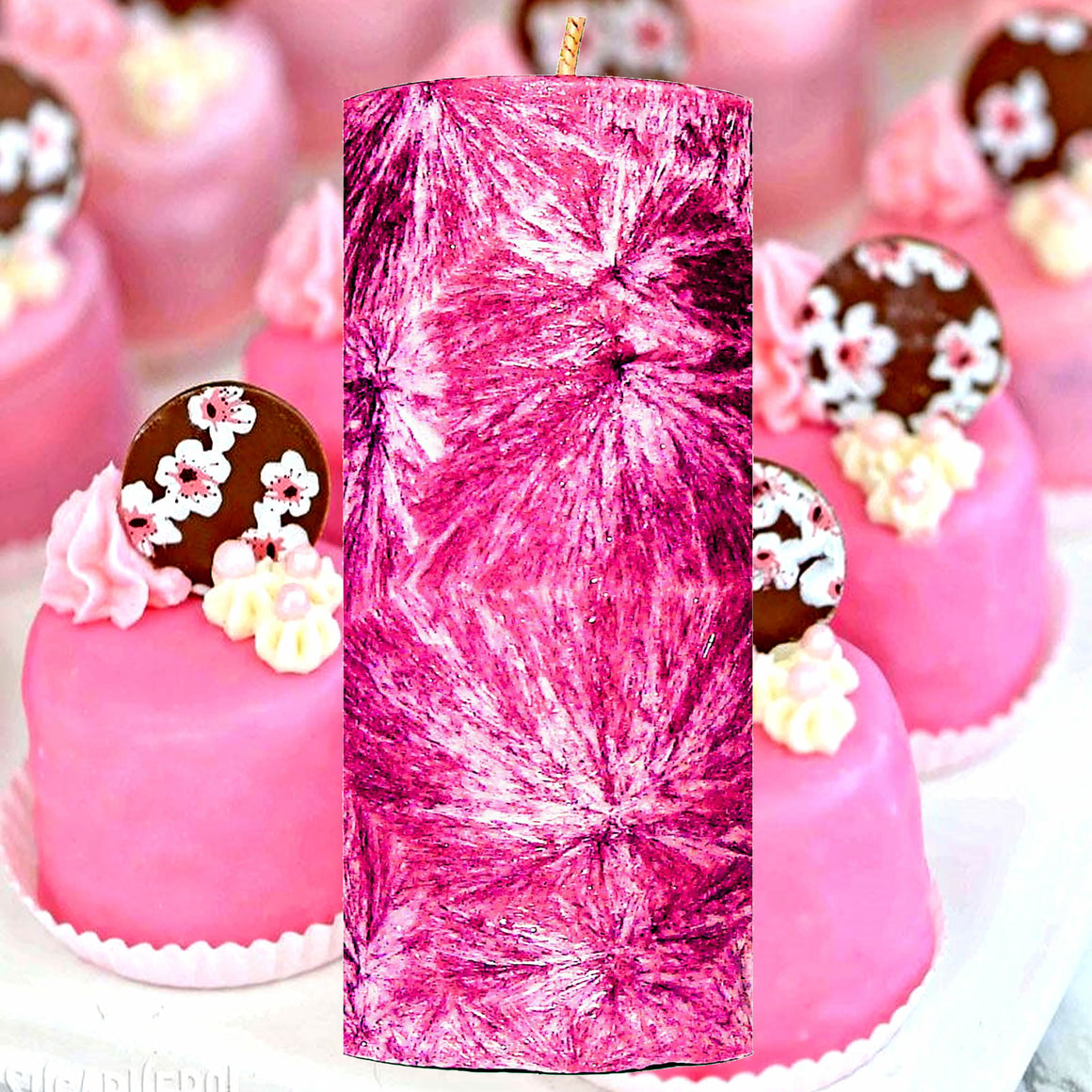 Pink Sugar & Chocolate Pillar Candle – Plant-Based, Eco-Friendly, Vegan, Cruelty Free