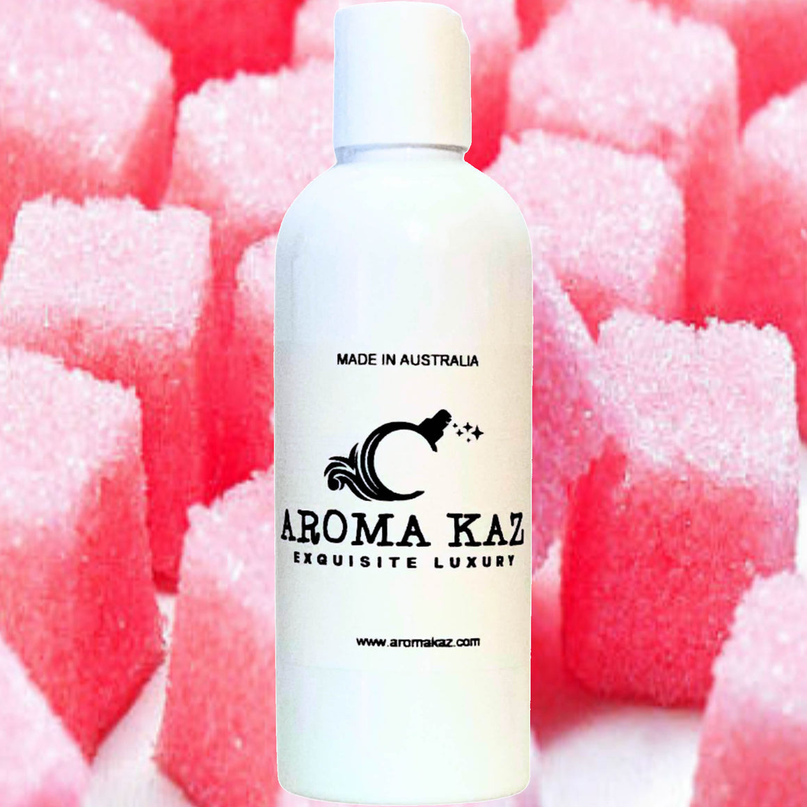 Pink Sugar Cubes Bath Body Massage Oil – vegan, cruelty-free, enriched with Vitamin E. Handmade in Australia, long-lasting fragrance, suitable for all skin types and perfect as a gift for him or her.