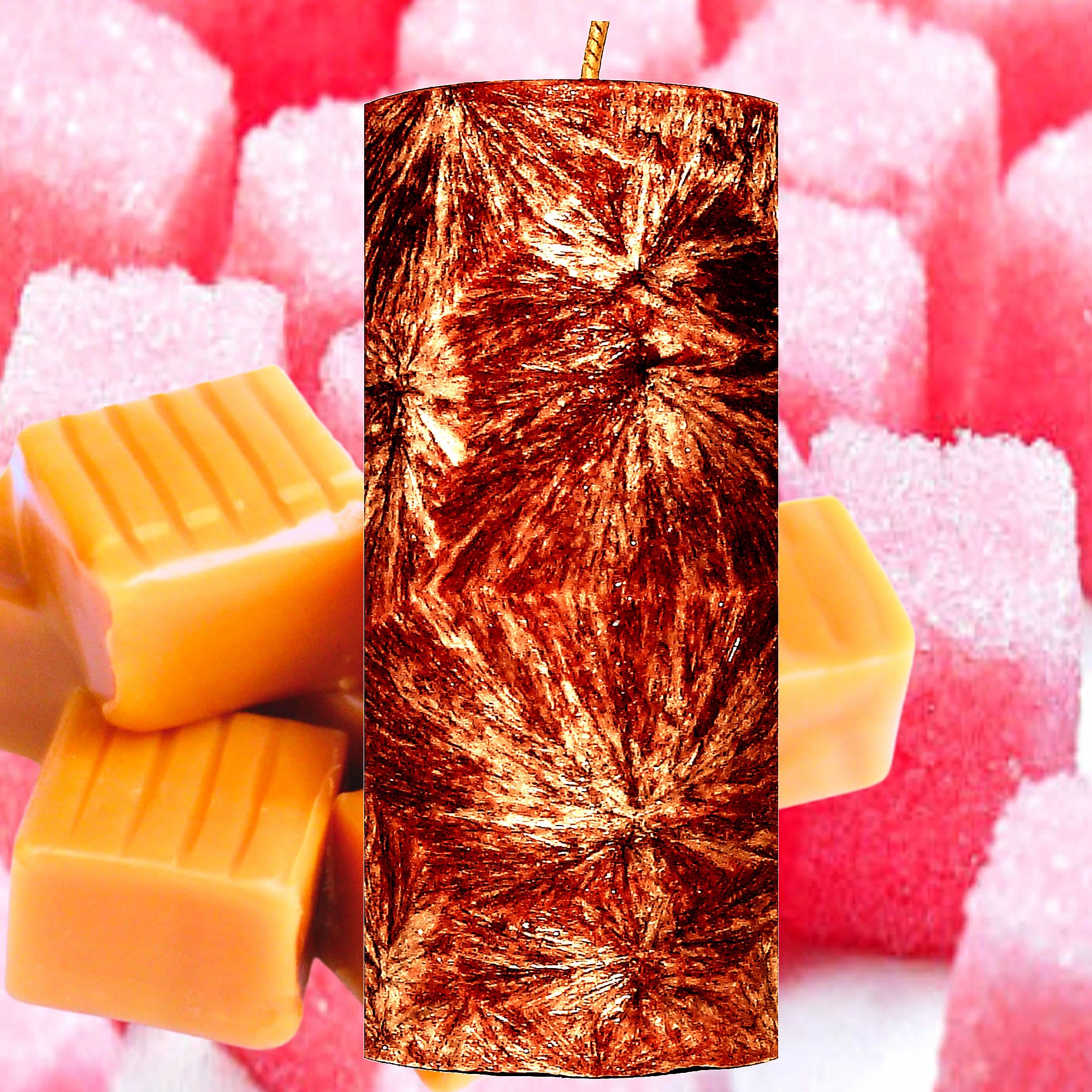 Pink Sugar Vanilla Caramel Pillar Candle – Plant-Based, Eco-Friendly, Vegan, Cruelty Free