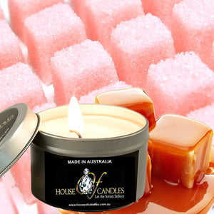 Pink Sugar Vanilla Caramel Scented Eco Soy Tin Candles