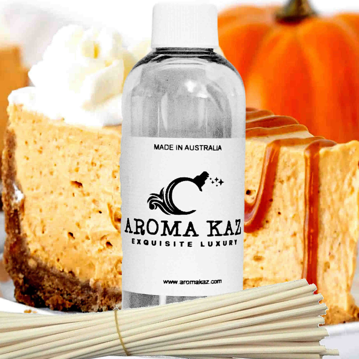 Pumpkin Cheesecake Diffuser Fragrance Oil Refill – vegan, cruelty-free featuring creamy spiced pumpkin dessert aroma, handmade in Australia.