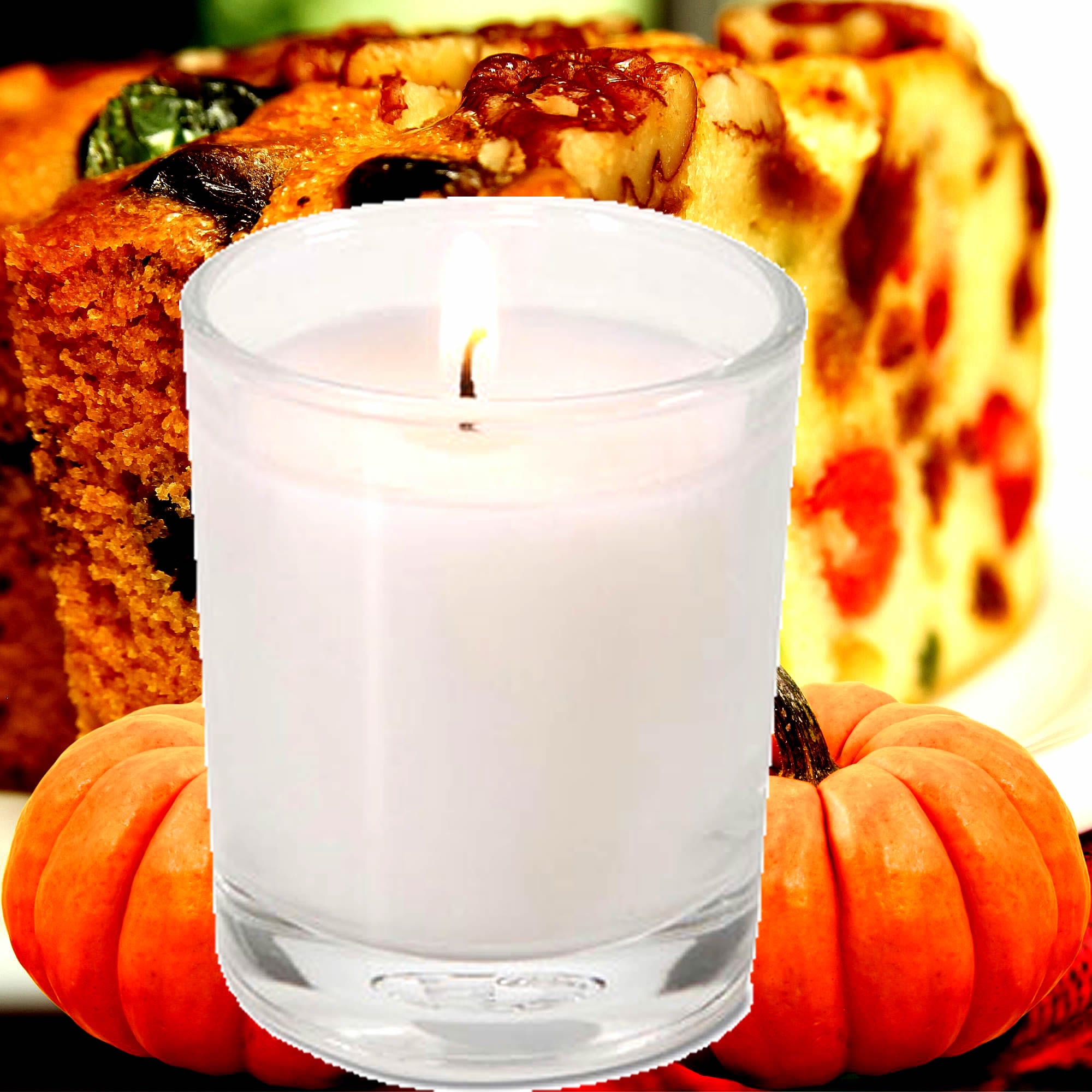 Pumpkin Fruit Cake Eco Soy Votive Candles – Clean Burn, Plant-Based, Vegan & Pet Safe