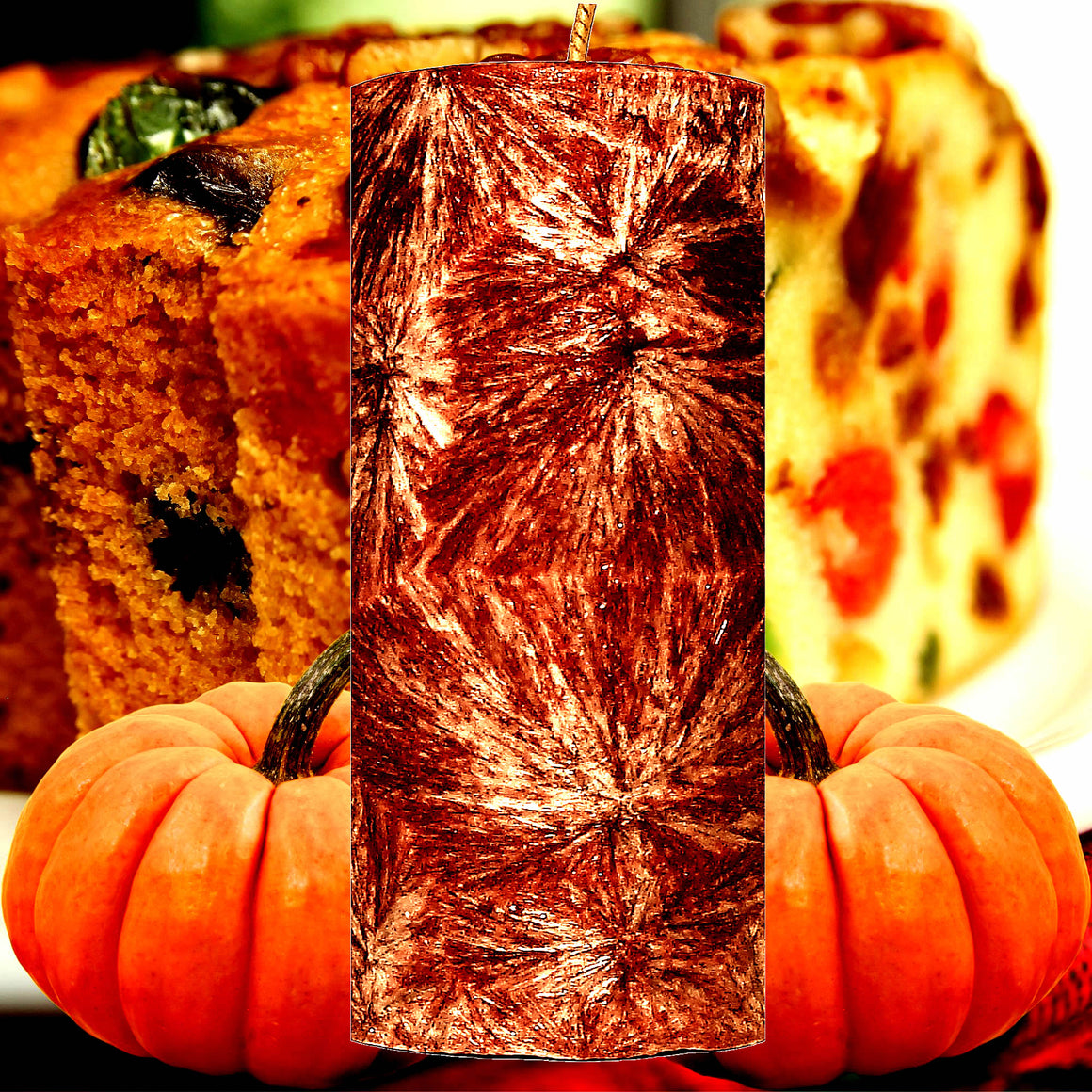 Pumpkin Fruit Cake Pillar Candle – Plant-Based, Eco-Friendly, Vegan, Cruelty Free