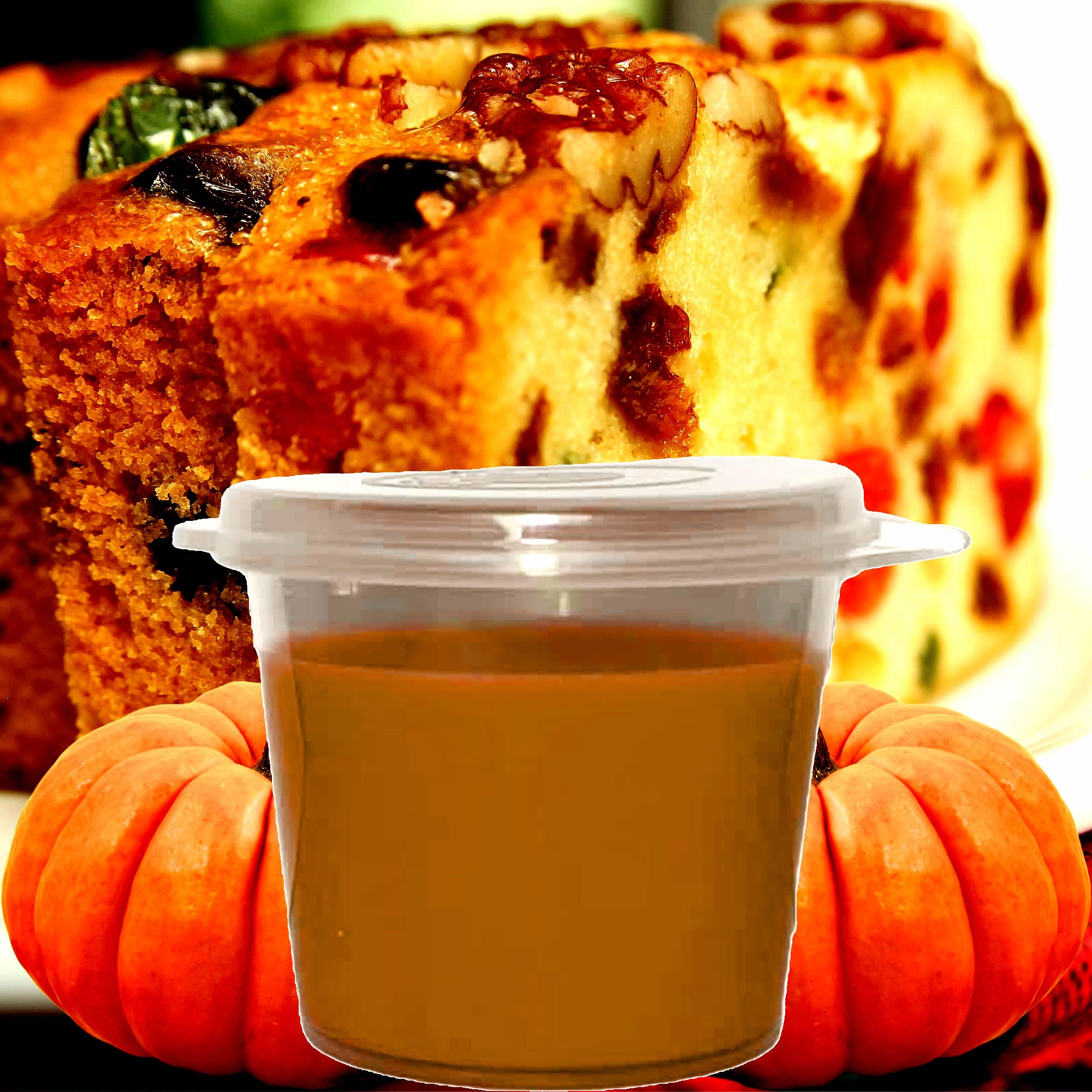 Pumpkin Fruit Cake Soy Candle Melt Shot Pots – Plant-Based, Vegan, Cruelty-Free, Hand-Poured