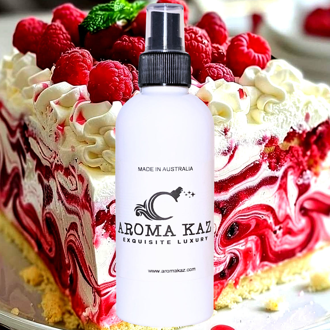 Raspberry Cheesecake Car Air Freshener Spray Deodoriser – eco-friendly, vegan, cruelty-free handmade featuring creamy raspberry cheesecake dessert aroma, handmade in Australia.