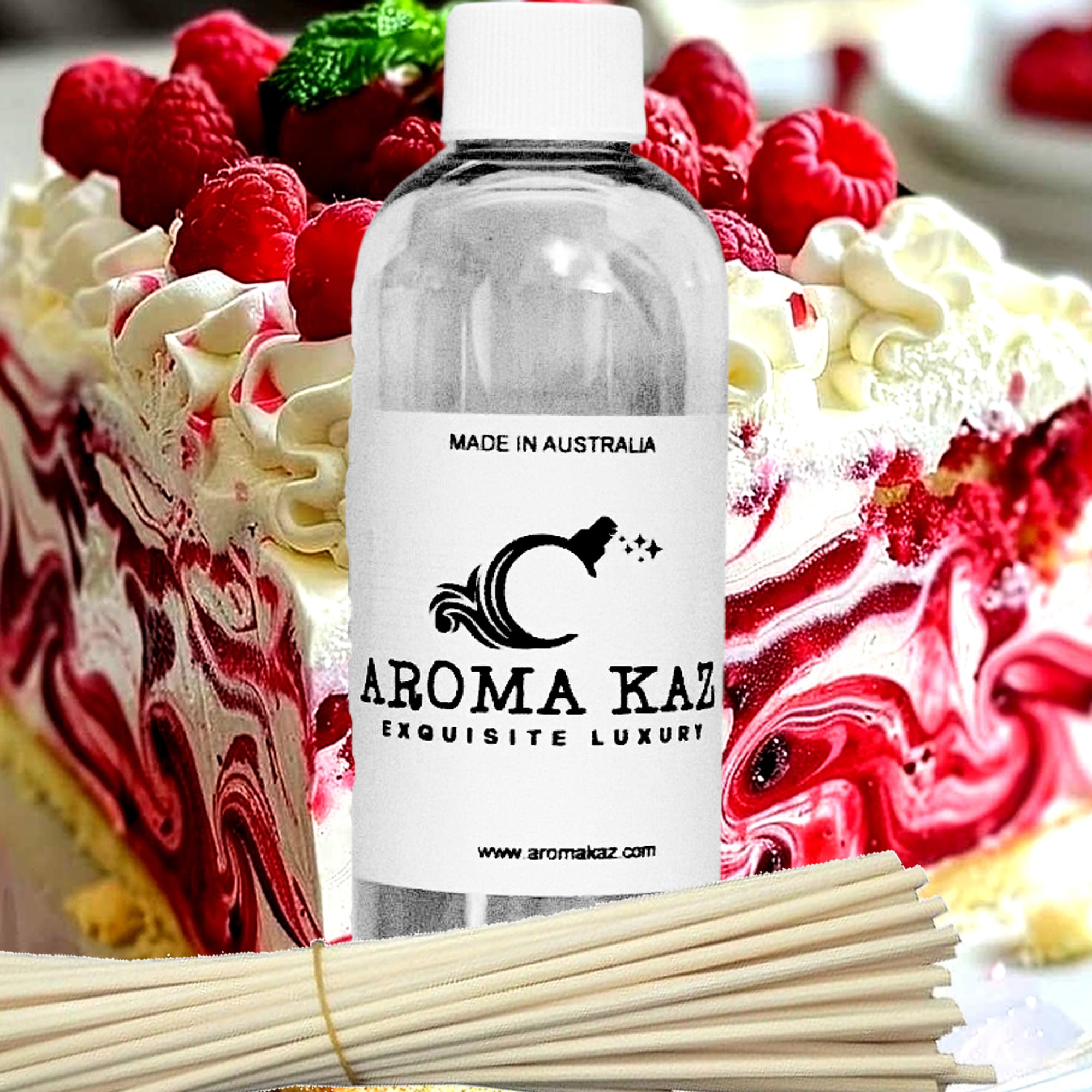 Raspberry Cheesecake Diffuser Fragrance Oil Refill – vegan, cruelty-free featuring creamy raspberry cheesecake dessert aroma, handmade in Australia.