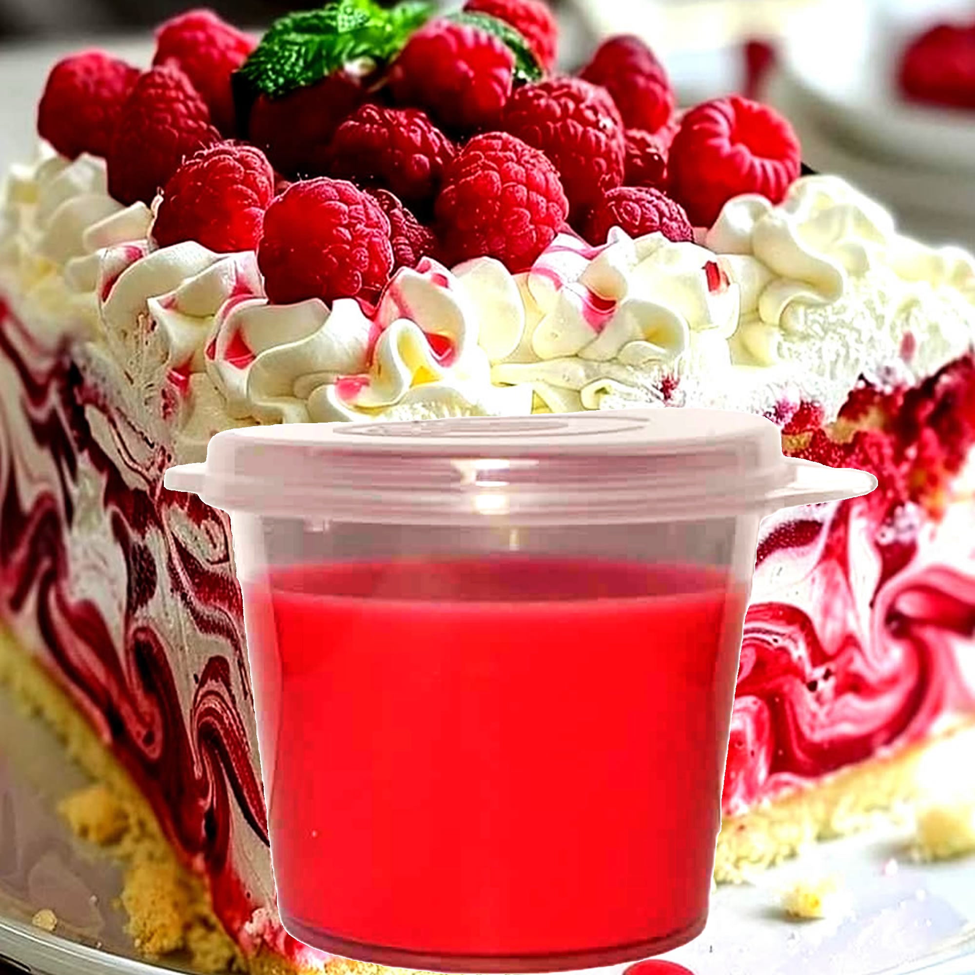 Raspberry Cheesecake eco soy wax melts – vegan, cruelty-free featuring creamy raspberry cheesecake dessert aroma, handmade in Australia.