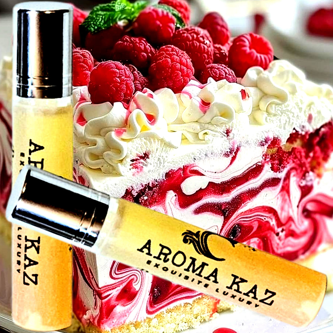 Raspberry Cheesecake Fragrance Roll On – vegan, cruelty-free perfume roll on featuring creamy raspberry cheesecake dessert aroma, handmade in Australia.