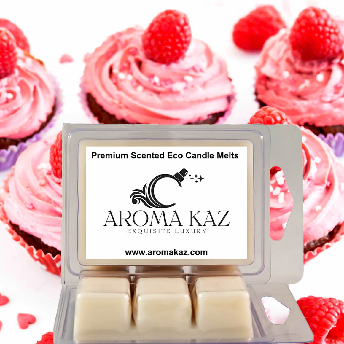 Raspberry Cream Cupcakes eco soy wax melts – vegan, cruelty-free featuring sweet raspberry and vanilla cupcake notes, handmade in Australia.