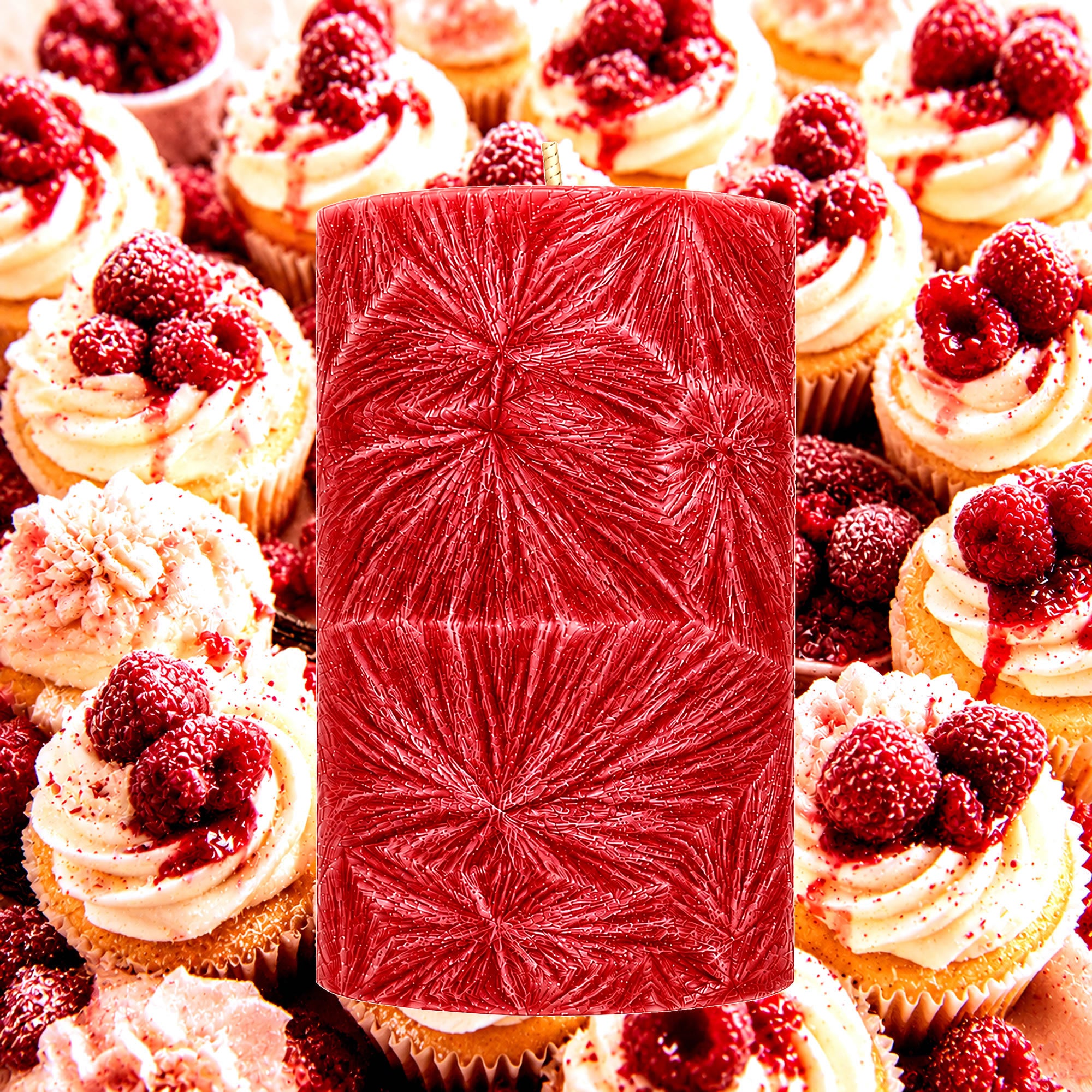 Raspberry Cream Cupcakes Pillar Candle