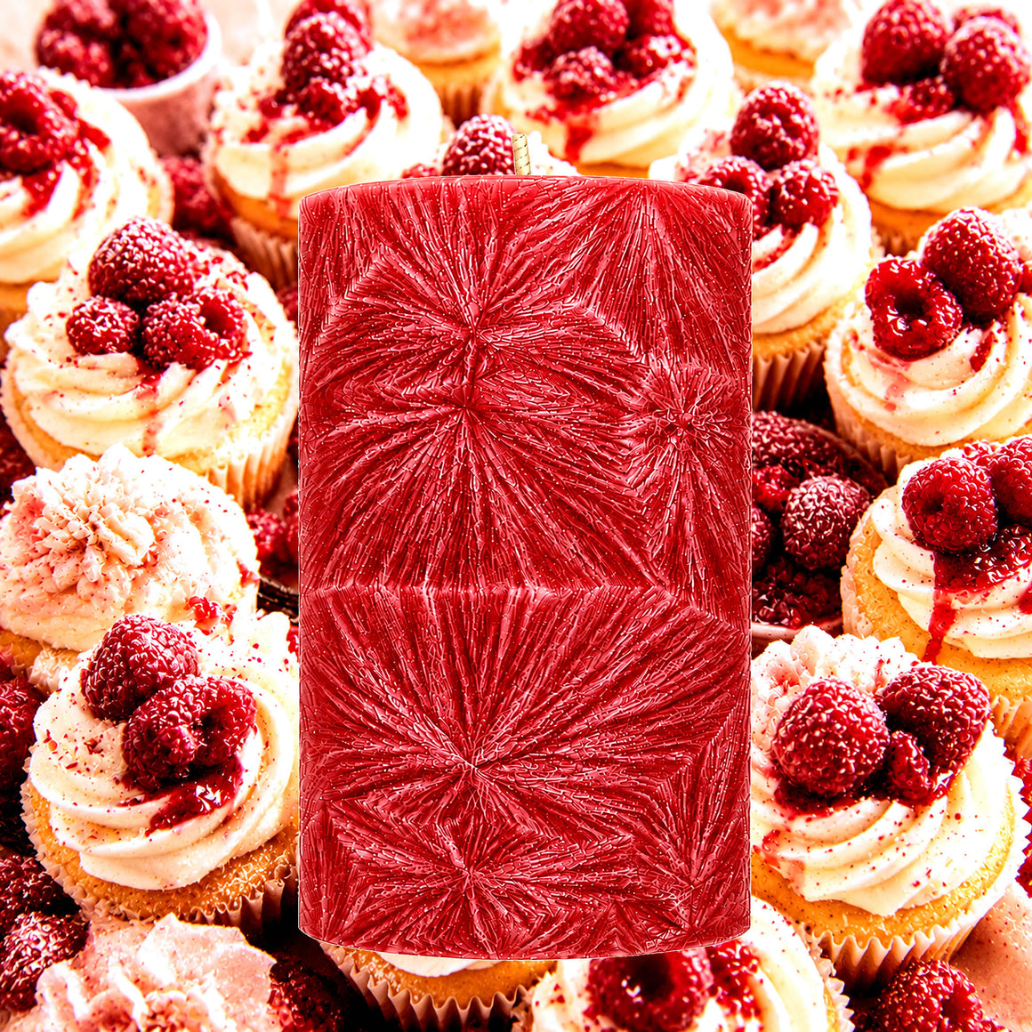 Raspberry Cream Cupcakes Pillar Candle