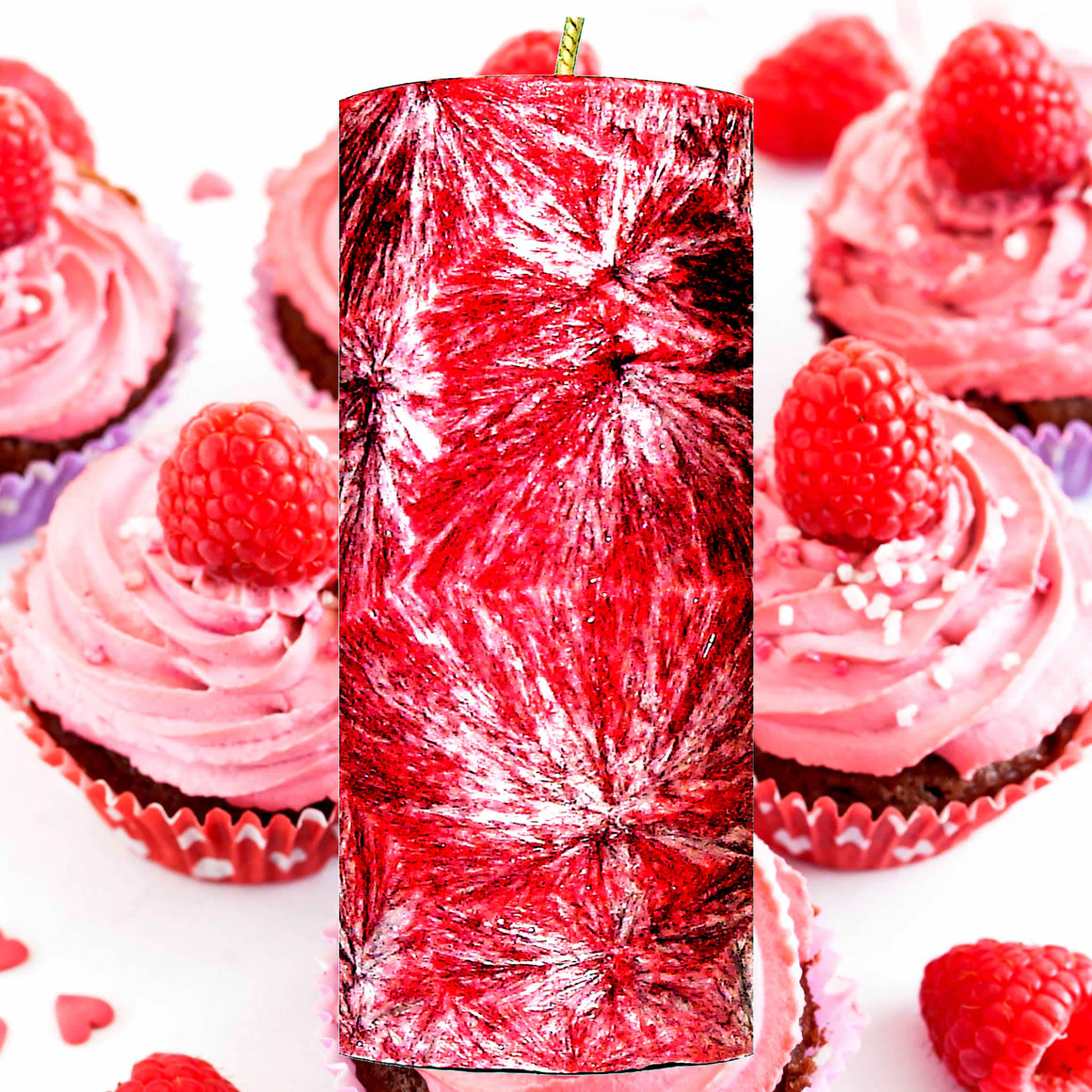 Raspberry Cream Cupcakes Pillar Candle – Plant-Based, Eco-Friendly, Vegan, Cruelty Free