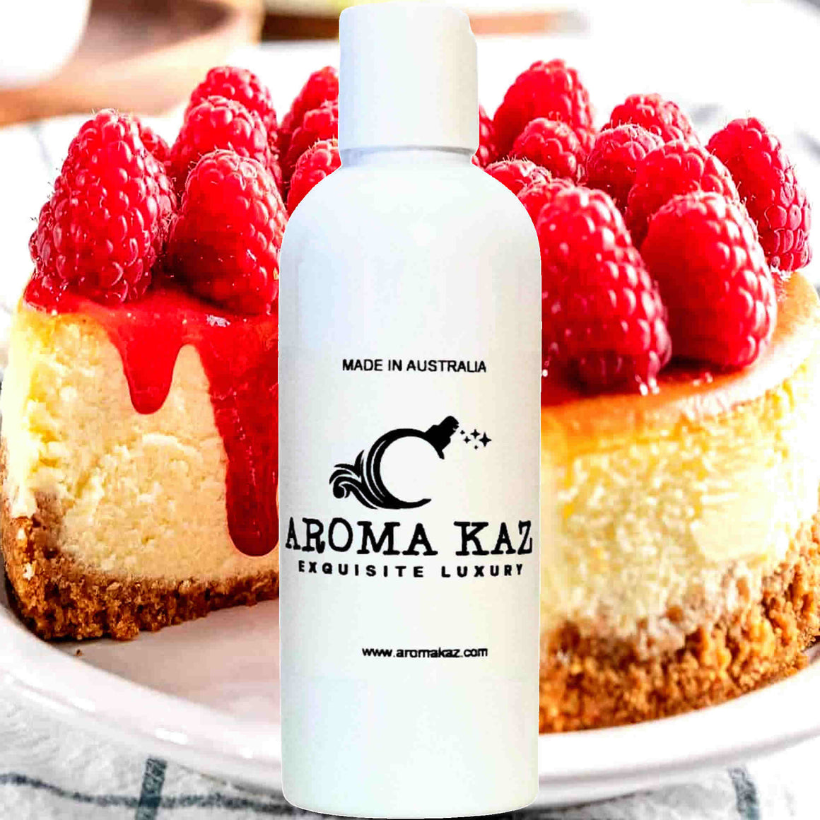 Raspberry Cheesecake Bath Body Massage Oil – vegan, cruelty-free, enriched with Vitamin E. Handmade in Australia, long-lasting fragrance, suitable for all skin types and perfect as a gift for him or her.
