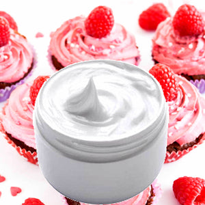 Raspberry Cream Cupcakes Hydrating vegan body and hand cream moisturizer. Handmade in Australia, cruelty free, long-lasting fragrance, perfect for all skin types and ideal as a gift for men or women.