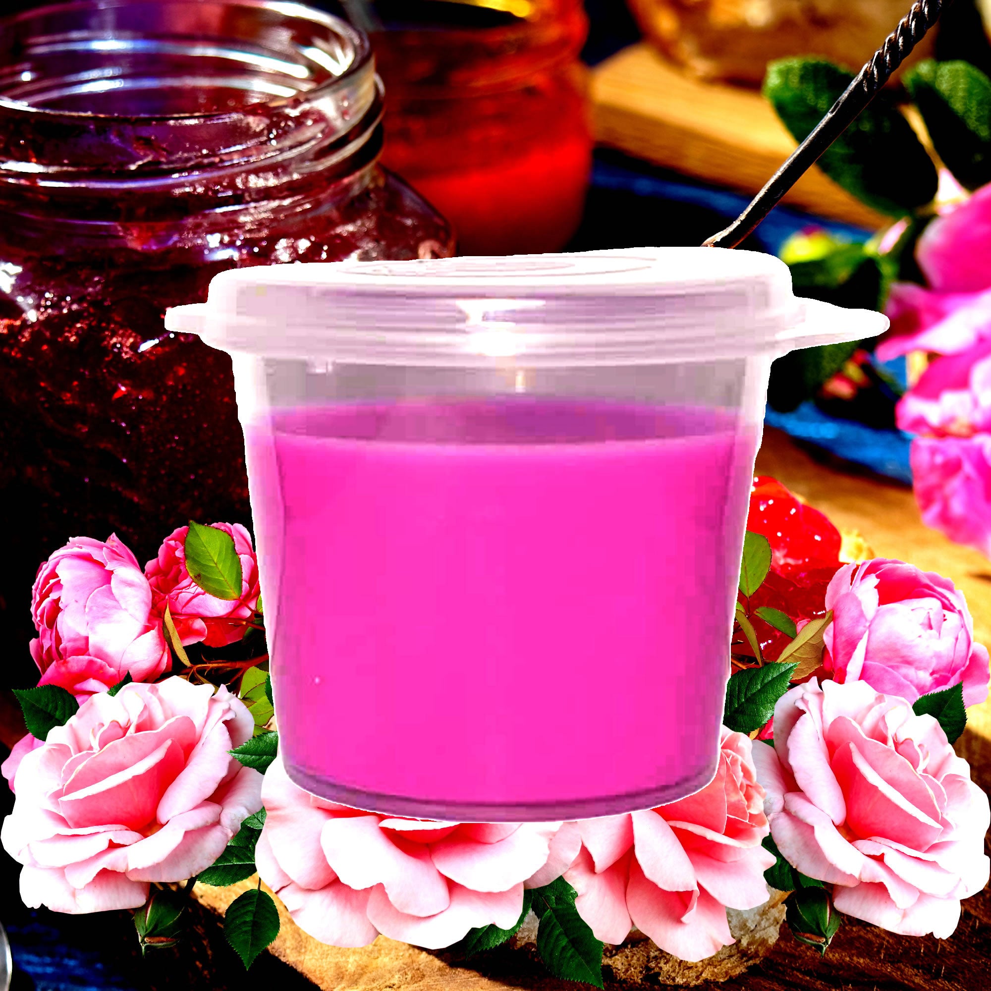 Rose Jam eco soy wax melts – vegan, cruelty-free featuring sweet sugared roses and soft fruity floral notes, handmade in Australia.