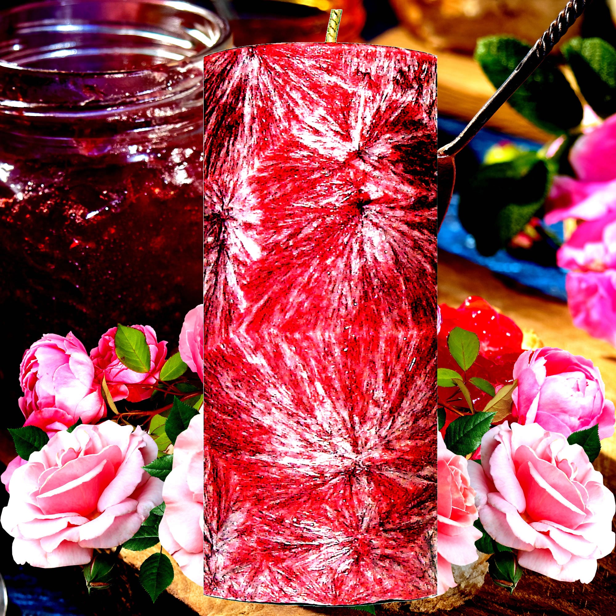 Rose Jam Pillar Candle – Plant-Based, Eco-Friendly, Vegan, Cruelty Free