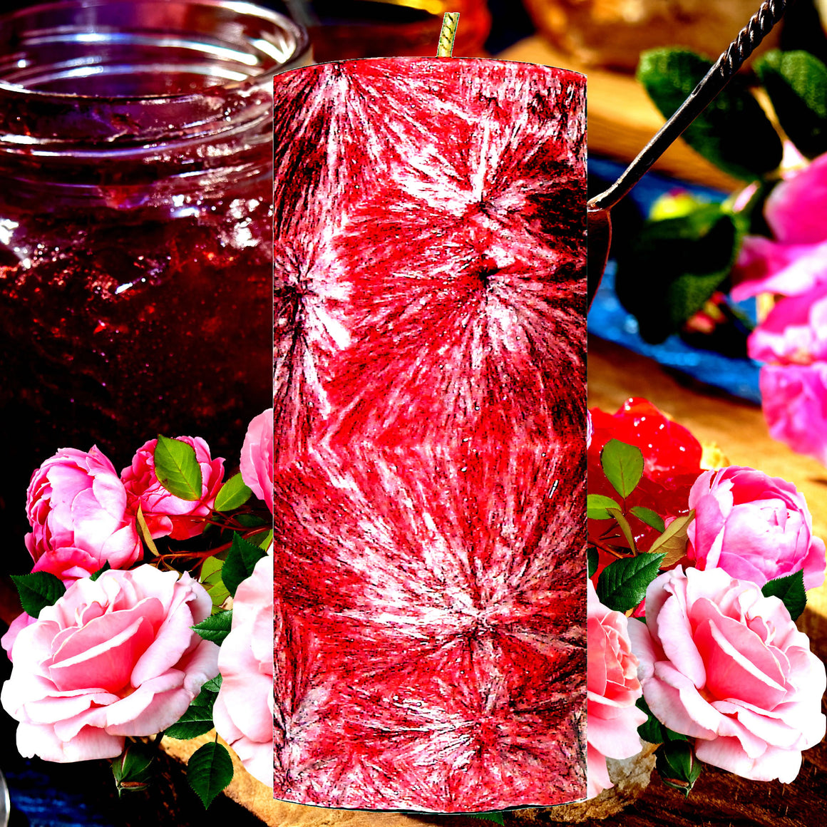 Rose Jam Pillar Candle – Plant-Based, Eco-Friendly, Vegan, Cruelty Free