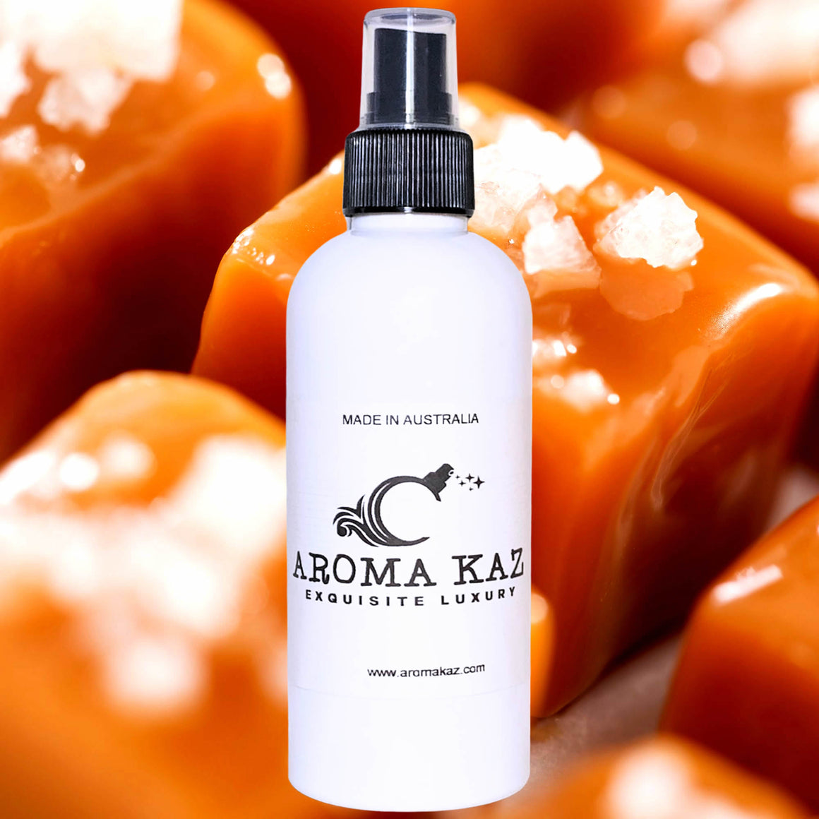 Salted Caramels Car Air Freshener Spray Deodoriser – eco-friendly, vegan, cruelty-free handmade featuring rich buttery caramel and a touch of sugar salt, handmade in Australia.