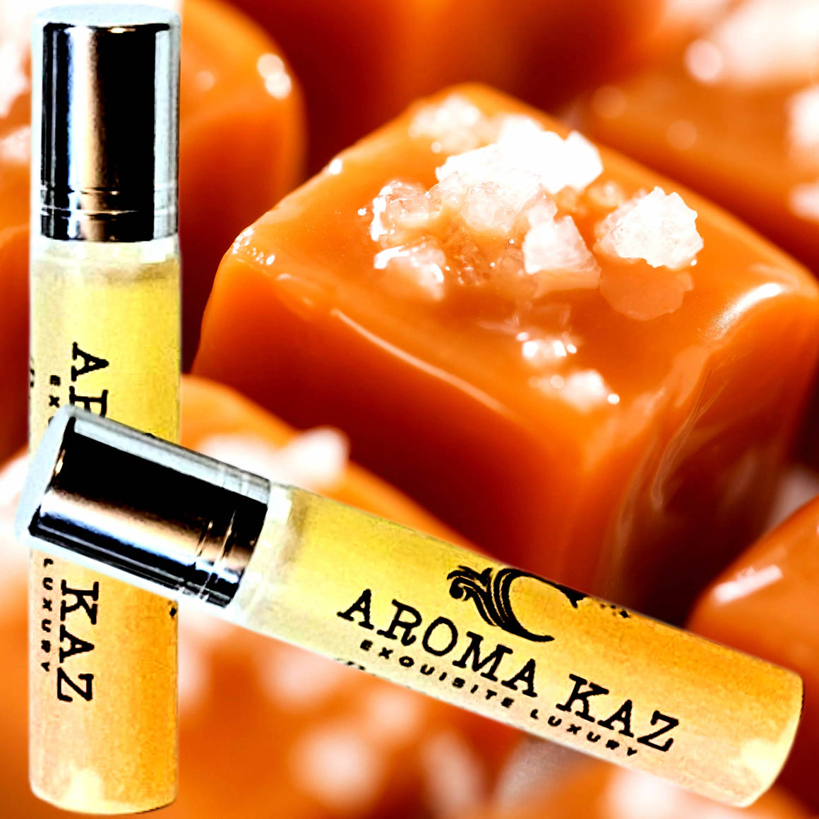 Salted Caramels Fragrance Roll On – vegan, cruelty-free perfume roll on featuring rich buttery caramel and a touch of sugar salt, handmade in Australia.
