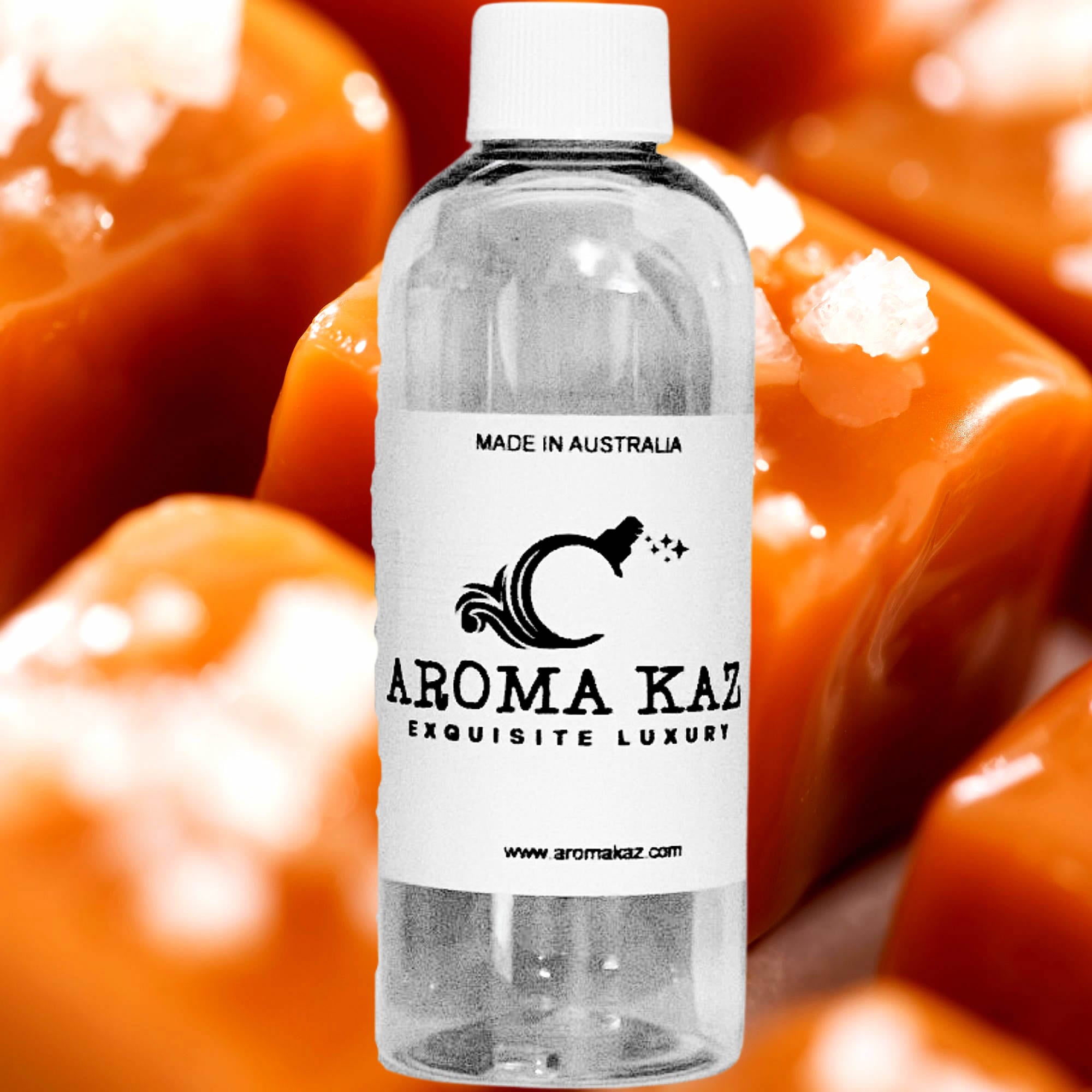 Salted Caramels fragrance oil for candle making, soap making and perfume blending – vegan, cruelty-free featuring rich buttery caramel and a touch of sugar salt, handmade in Australia.