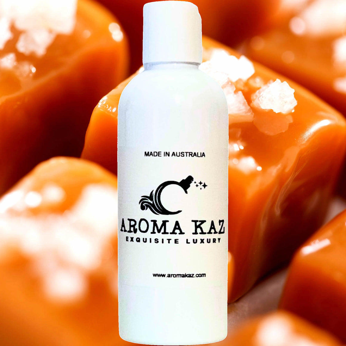 Salted Caramels Bath Body Massage Oil – vegan, cruelty-free, enriched with Vitamin E. Handmade in Australia, long-lasting fragrance, suitable for all skin types and perfect as a gift for him or her.