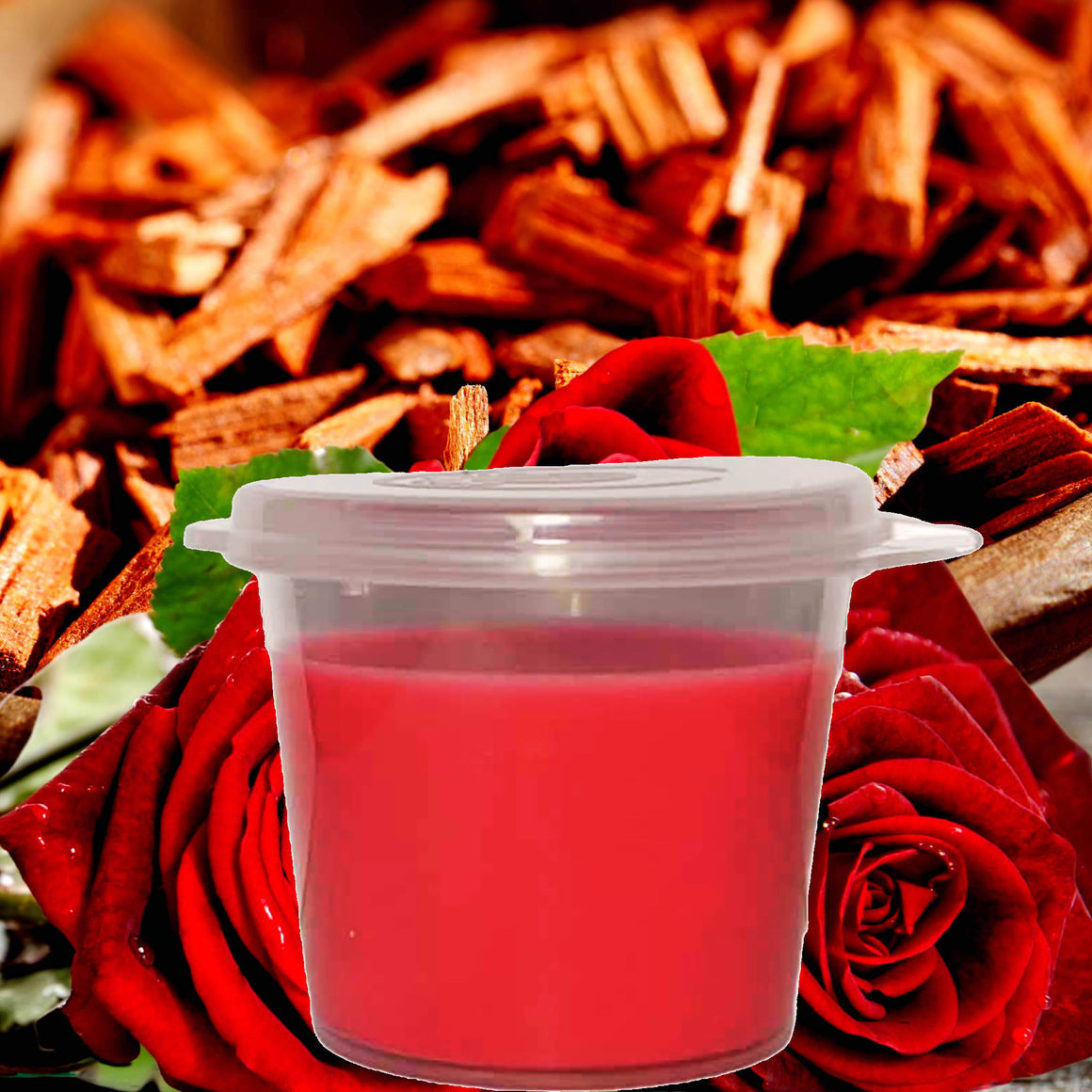 Sandalwood Rose eco soy wax melts – vegan, cruelty-free featuring smooth sandalwood and romantic roses, handmade in Australia.