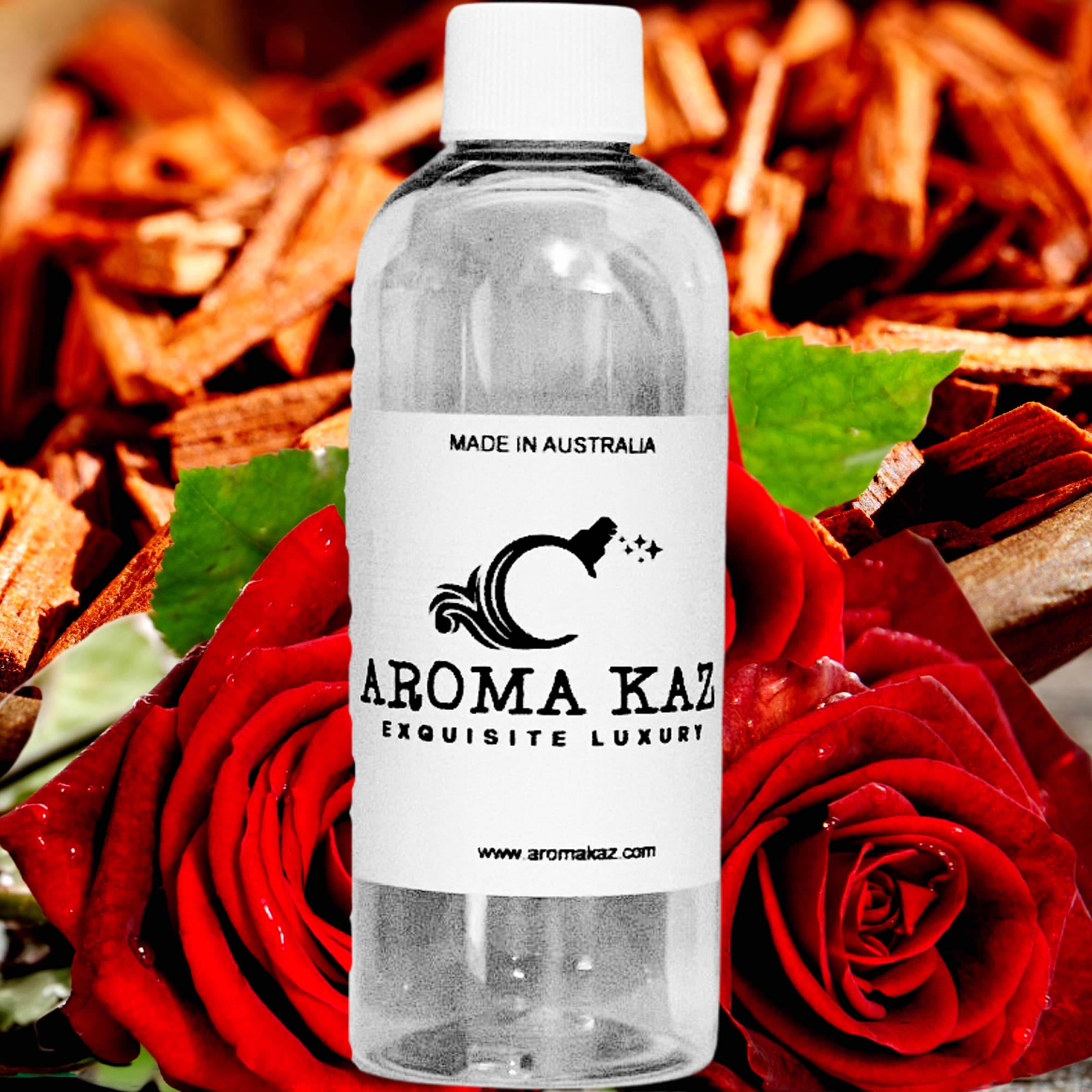 Sandalwood Rose fragrance oil for candle making, soap making and perfume blending – vegan, cruelty-free featuring smooth sandalwood and romantic roses, handmade in Australia.