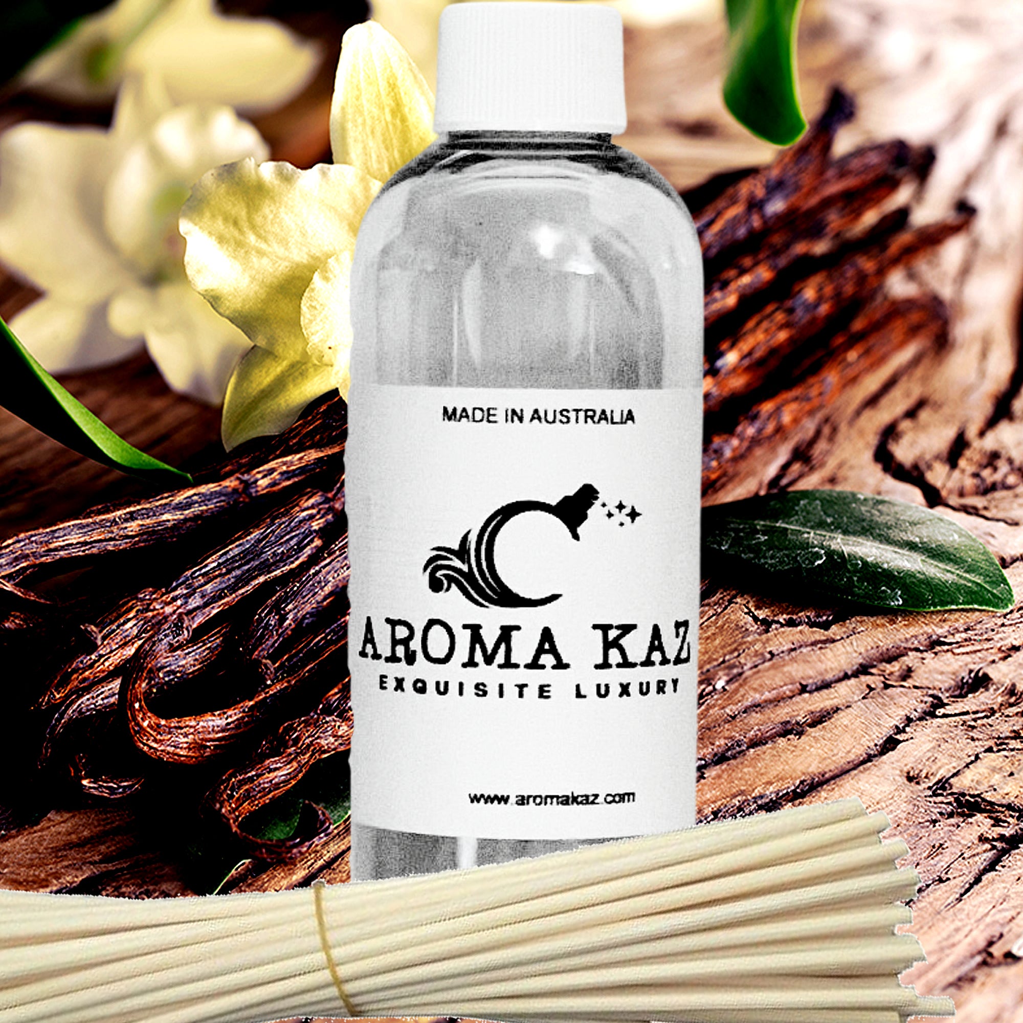 Sandalwood Vanilla Musk Diffuser Fragrance Oil with Reeds – Vegan Cruelty-Free Home Aroma