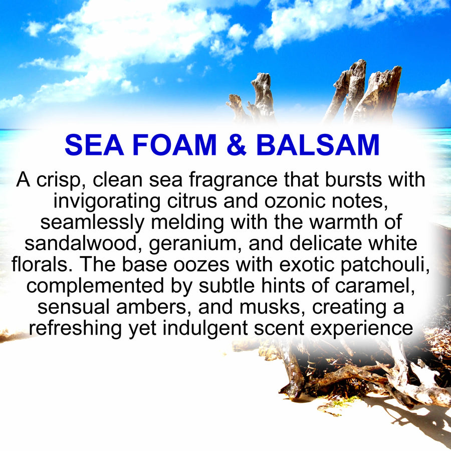 Sea Foam & Balsam Body Spray Mist – vegan, cruelty-free body spray featuring breezy sea foam and cool balsam woods, handmade in Australia.