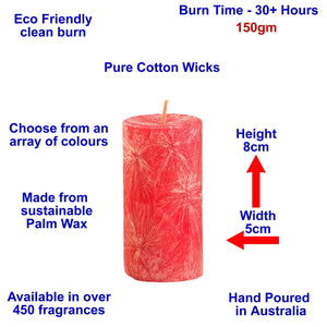 Australian Sandalwood Rose Scented Palm Wax Pillar Candle Hand Poured