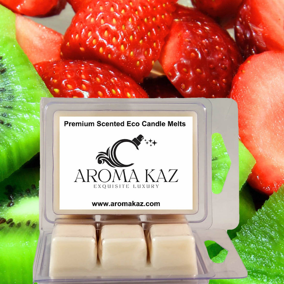 Strawberries & Kiwi Fruit eco soy wax melts – vegan, cruelty-free featuring sweet strawberries and fresh kiwi fruit, handmade in Australia.