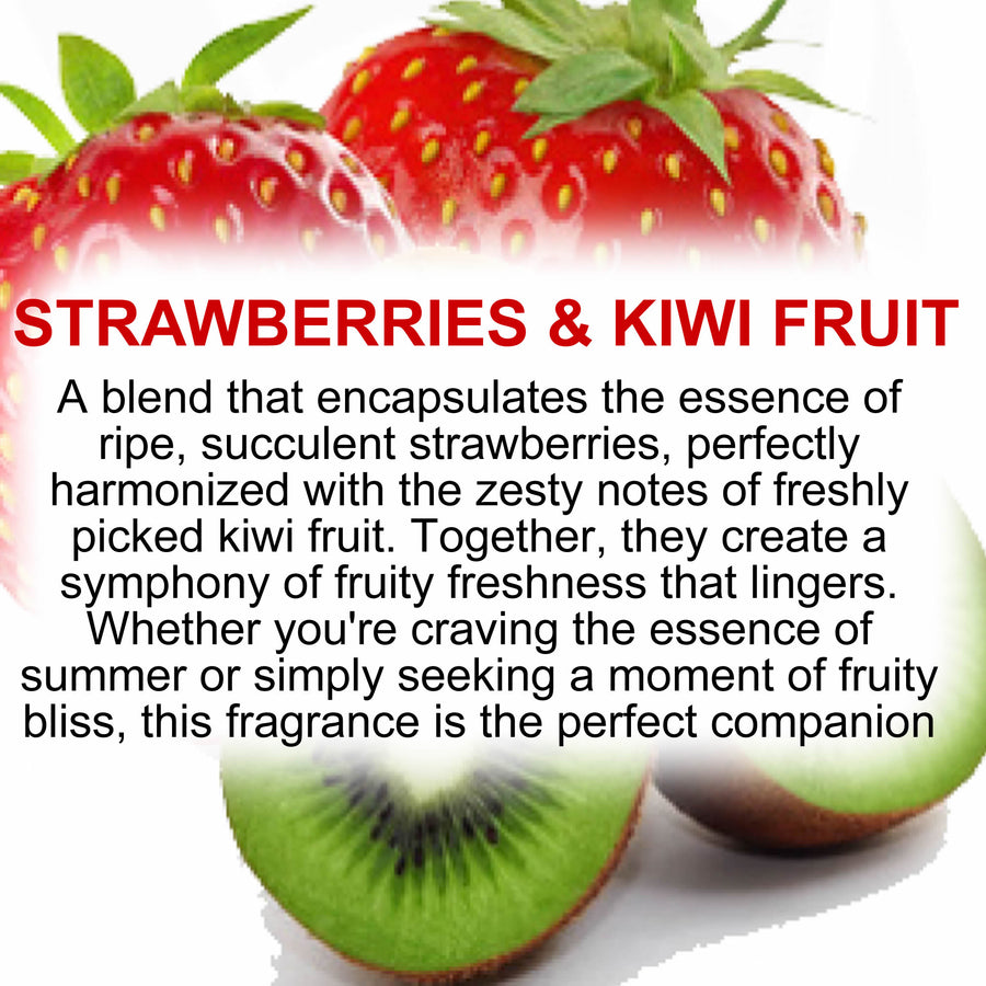 Strawberries & Kiwi Fruit Body Massage Oil – vegan, cruelty-free, plant-based hydrating oil with sweet strawberries and fresh kiwi fruit, handmade in Australia.