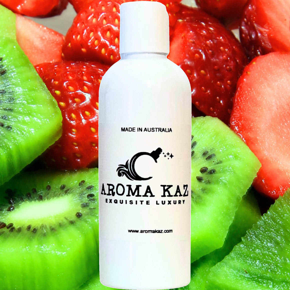Strawberries & Kiwi Fruit Bath Body Massage Oil – vegan, cruelty-free, enriched with Vitamin E. Handmade in Australia, long-lasting fragrance, suitable for all skin types and perfect as a gift for him or her.