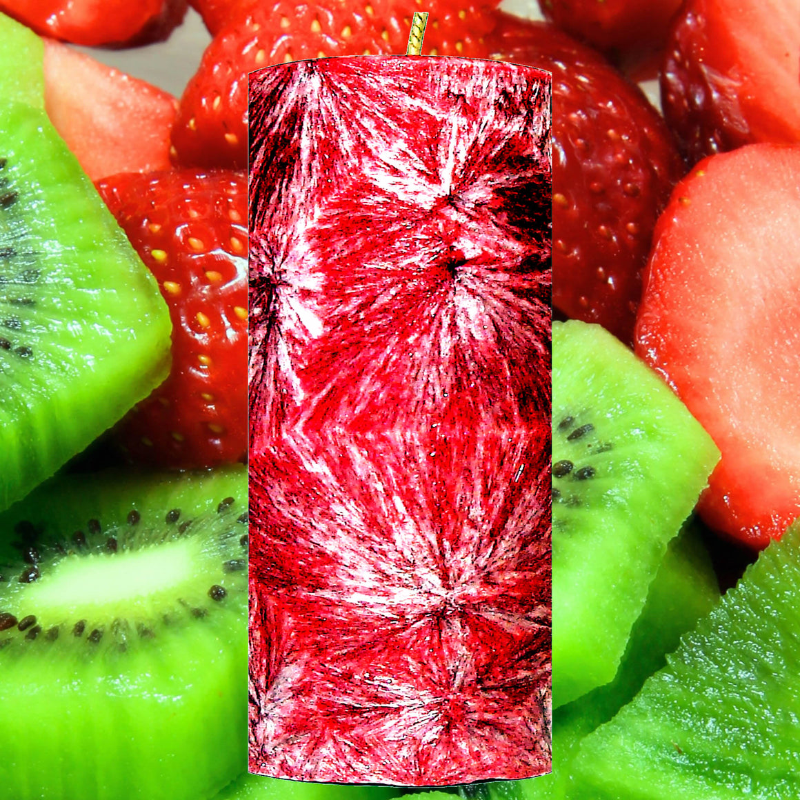 Strawberries & Kiwi Fruit Pillar Candle – Plant-Based, Eco-Friendly, Vegan, Cruelty Free