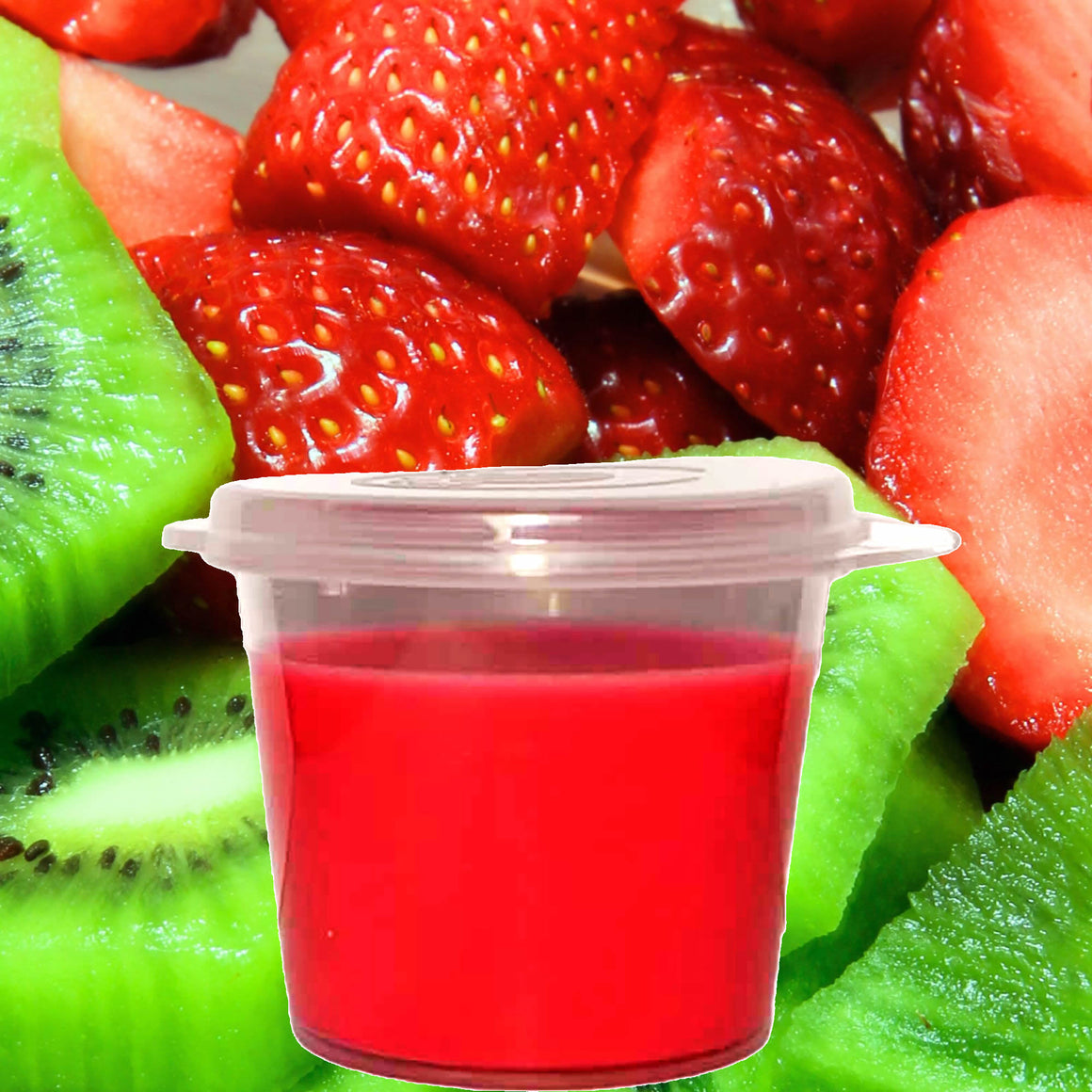 Strawberries & Kiwi Fruit Soy Candle Melt Shot Pots – Plant-Based, Vegan, Cruelty-Free, Hand-Poured