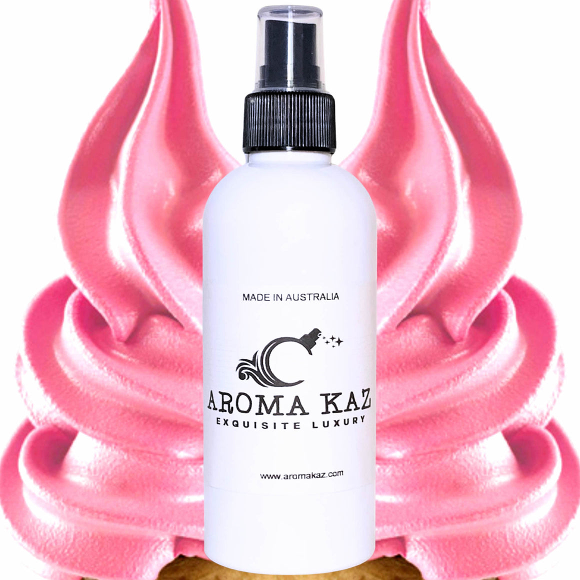 Strawberry Buttercream Body Spray Mist – vegan, cruelty-free body spray featuring juicy strawberry frosting and creamy buttercream aroma, handmade in Australia.