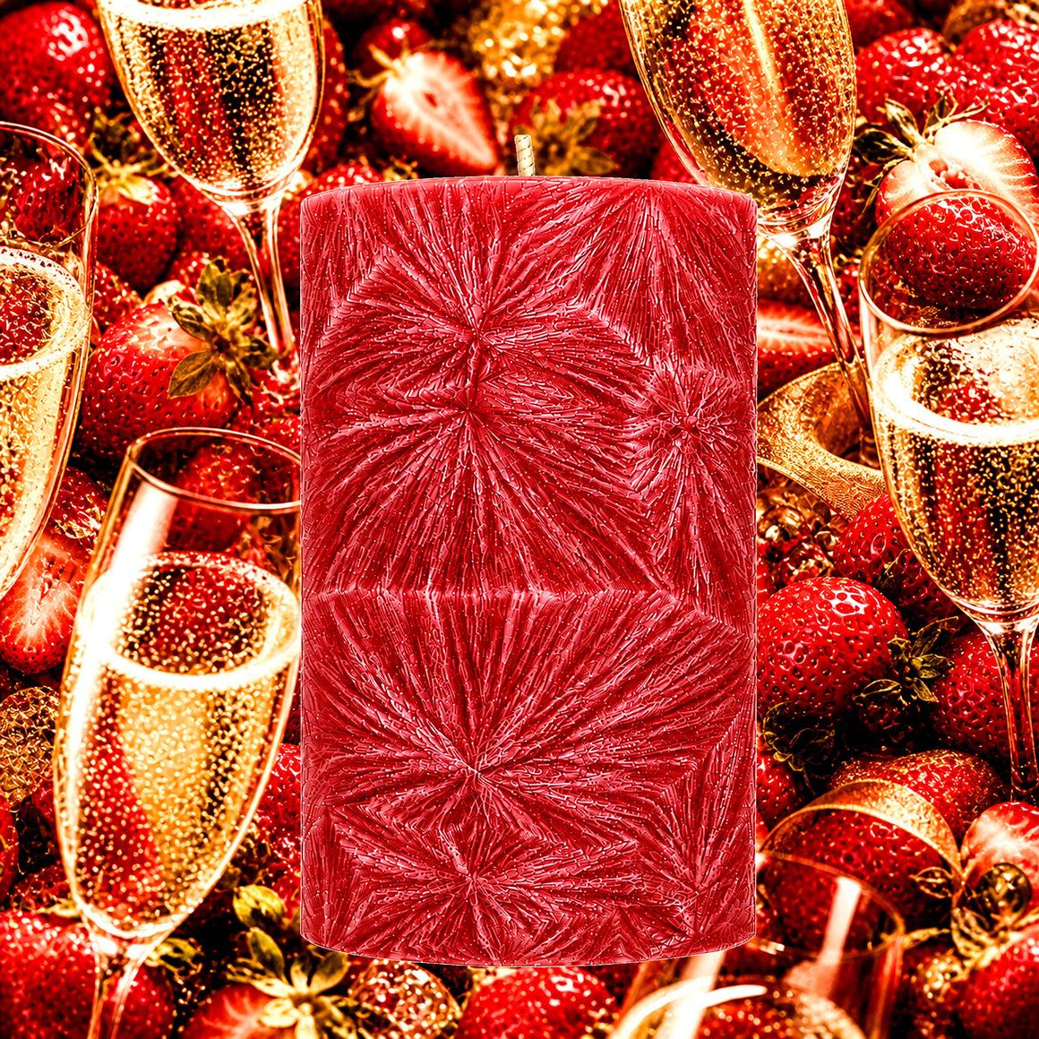 Strawberry Champagne Pillar Candle