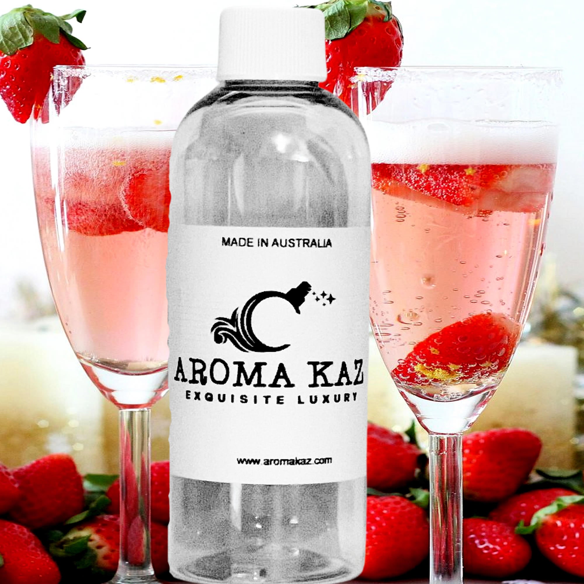 Strawberry Champagne fragrance oil for candle making, soap making and perfume blending – vegan, cruelty-free featuring sparkling champagne and sweet strawberries, handmade in Australia.