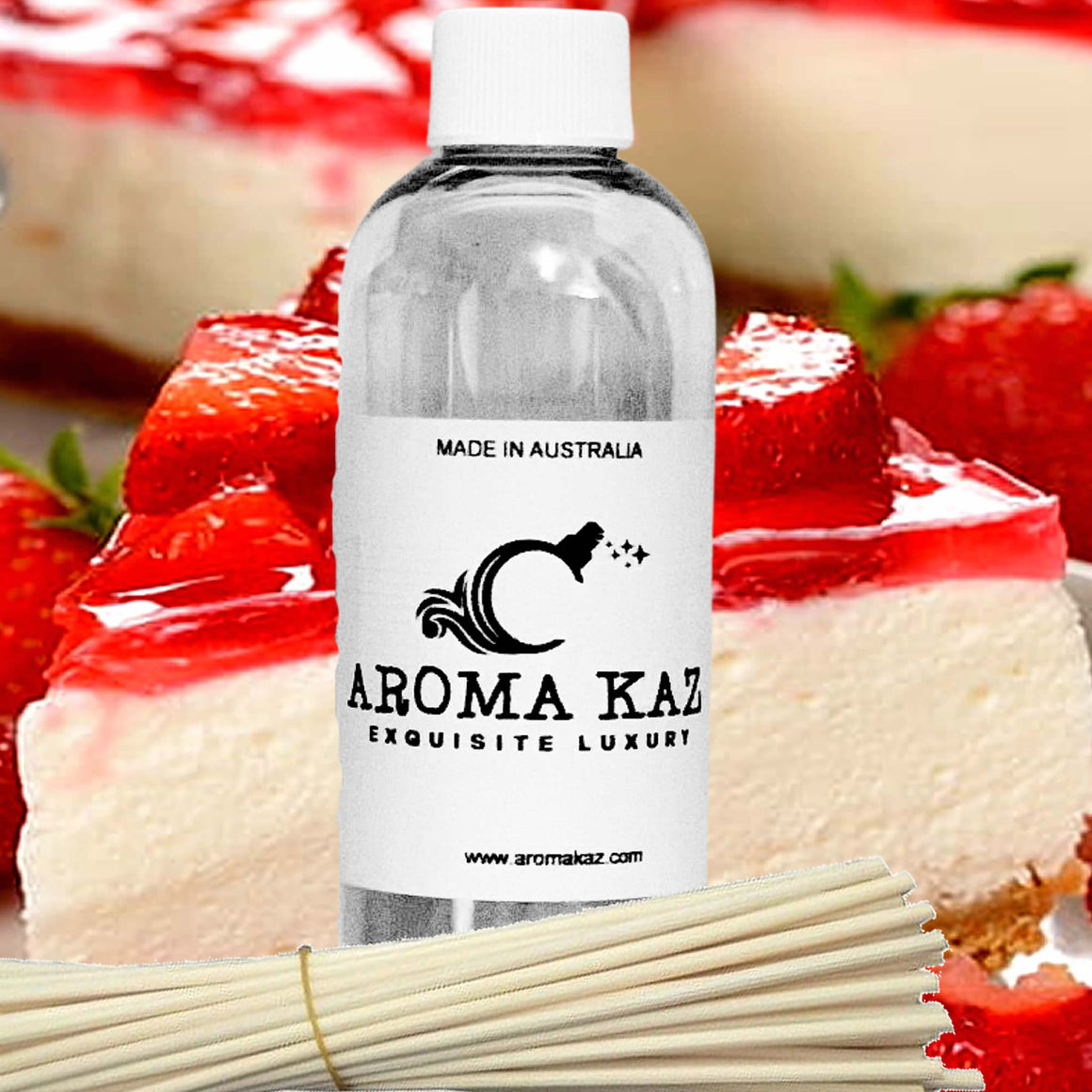 Strawberry Cheesecake Diffuser Fragrance Oil Refill – vegan, cruelty-free featuring creamy strawberry cheesecake dessert aroma, handmade in Australia.