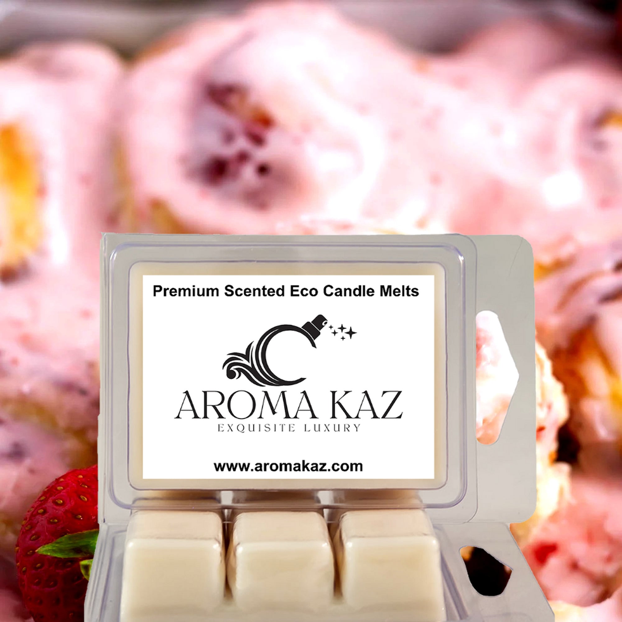 Strawberry Cinnamon Buns eco soy wax melts – vegan, cruelty-free featuring warm cinnamon buns and sweet strawberries, handmade in Australia.